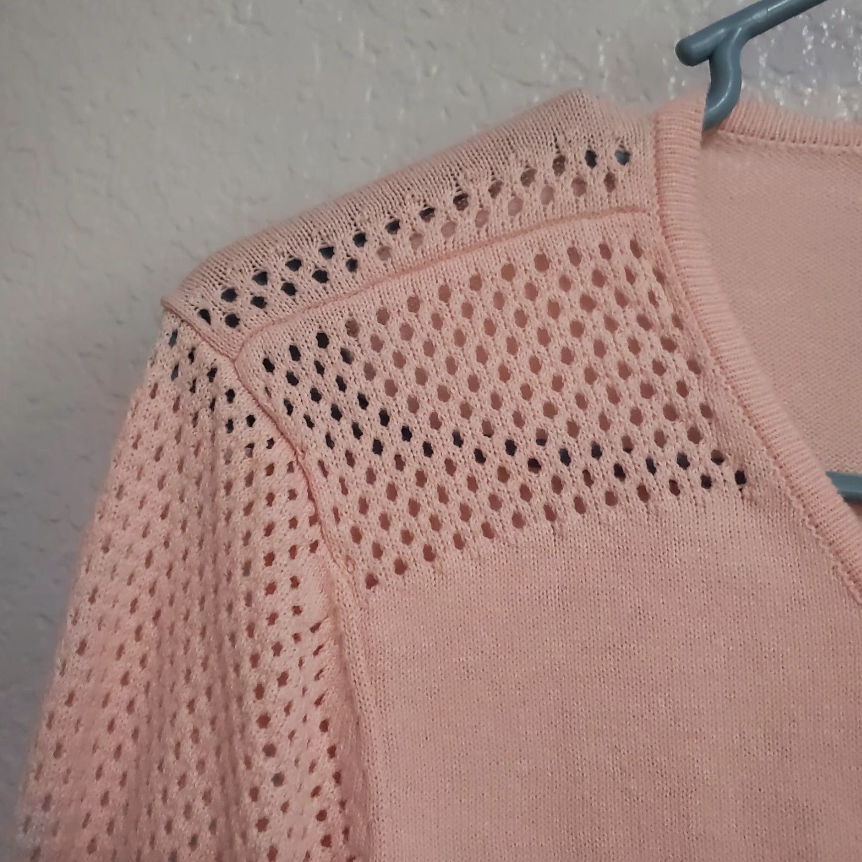 Venus VINTAGE: Not applicable; Venus Cardigan Women M Ombre Pink Knit Full Zip Perforated Long Sleeve Pockets Size M / US 6-8 / IT 42-44 - 4 Thumbnail
