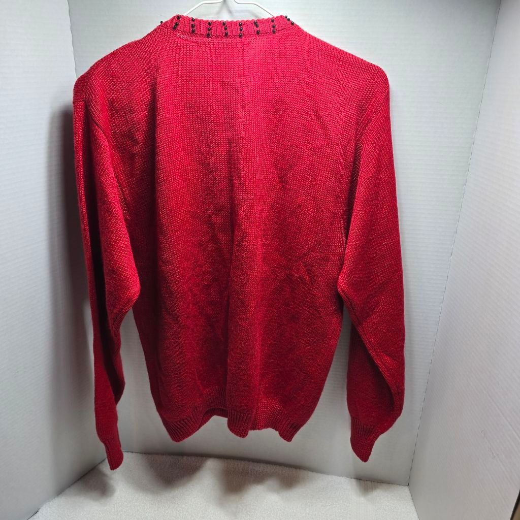 The Unbranded Brand Women's Dana Scott Red & Black Beaded Cardigan Sweater M Size M / US 6-8 / IT 42-44 - 9 Thumbnail