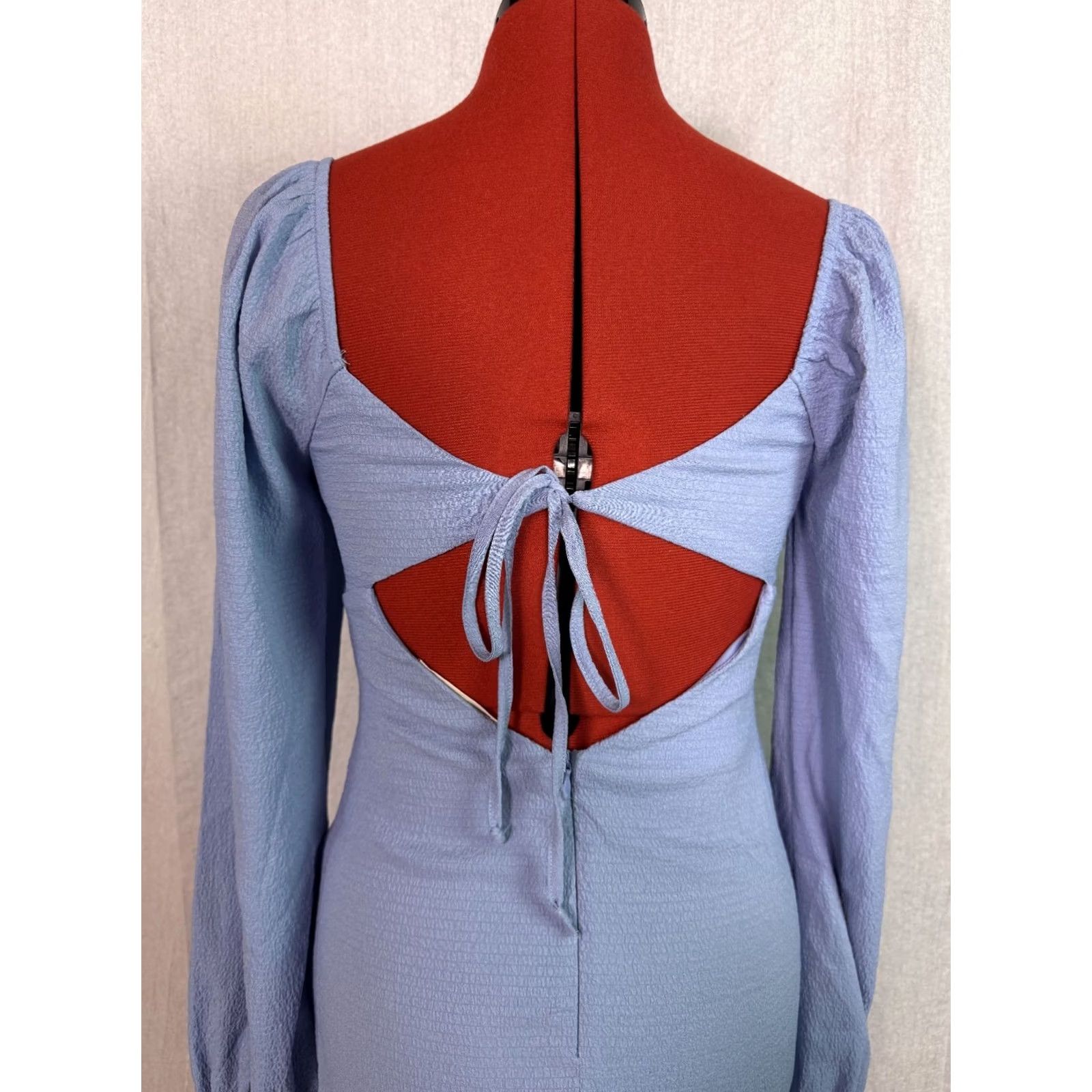 Vintage LA Hearts Womens Mini Dress Small Blue Cottagecore Fit And Flare Tie D910 Size S / US 4 / IT 40 - 6 Thumbnail