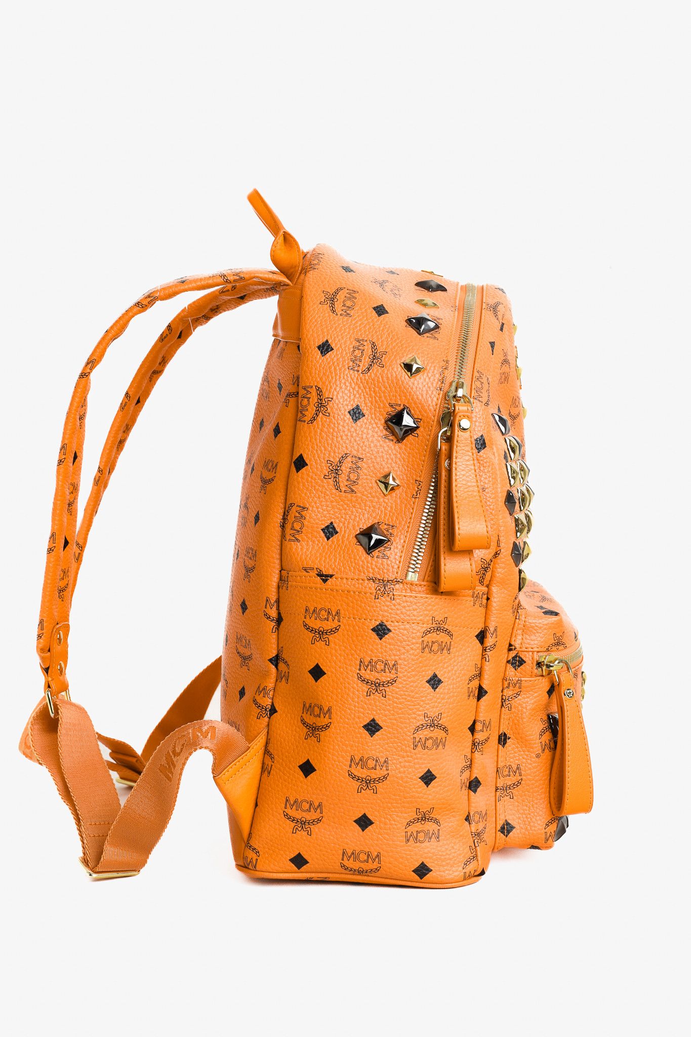 MCM MCM Stark Metal Studs Orange Monogram Backpack Size ONE SIZE - 3 Thumbnail