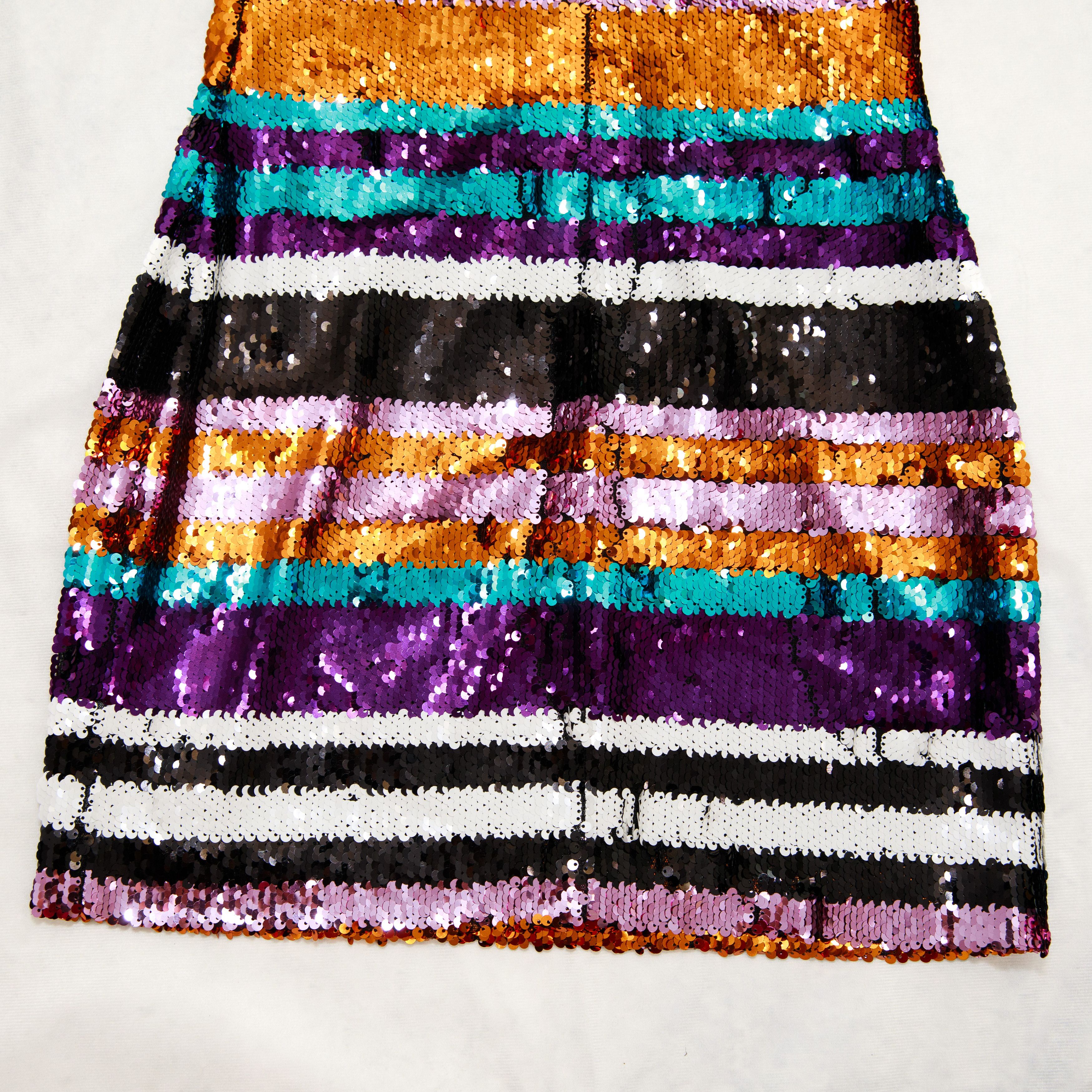 LIKELY LIKELY Braelynn Sequin Mini Dress Stripes Orange Purple Size XS / US 0-2 / IT 36-38 - 10 Thumbnail