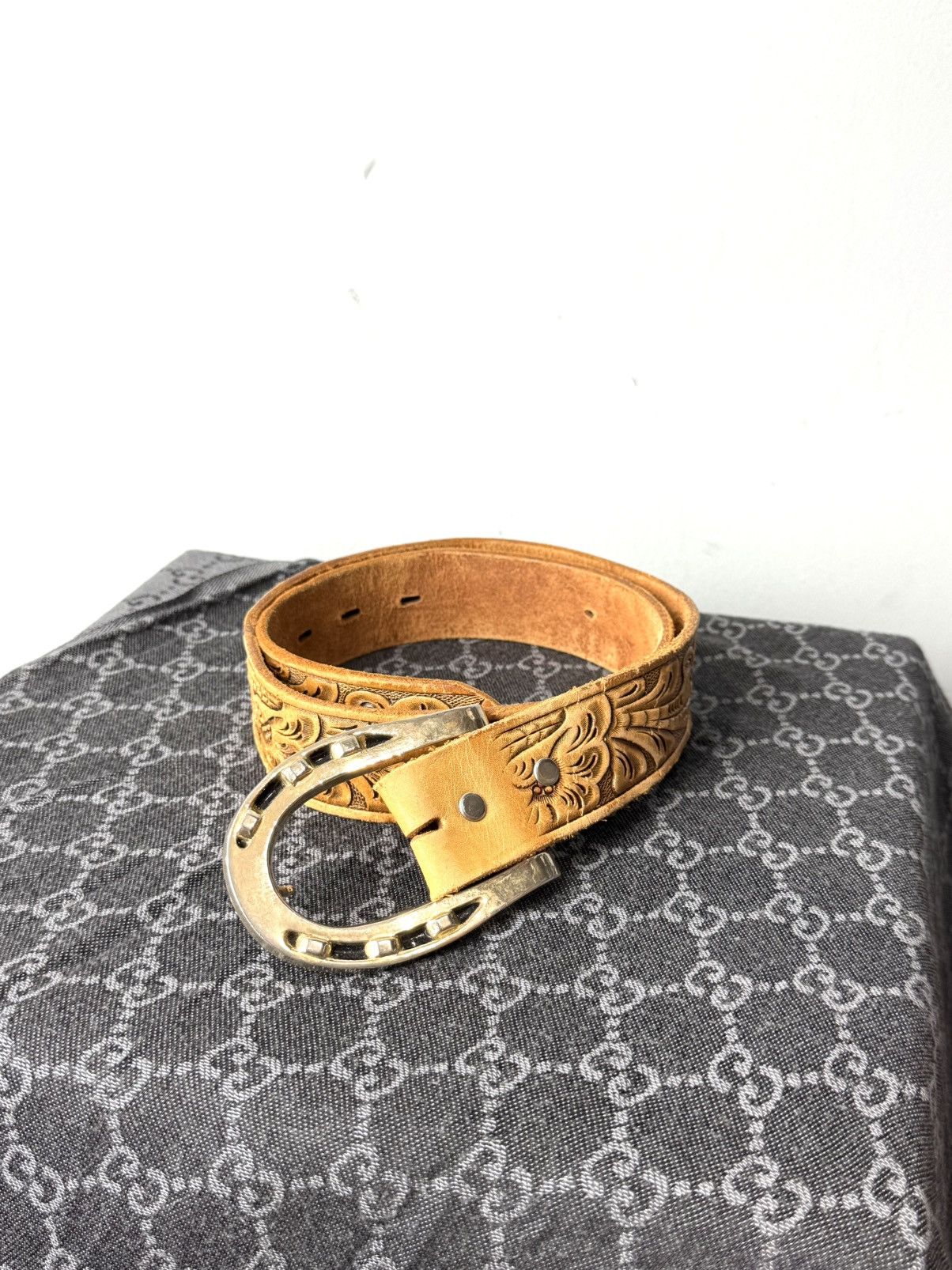 Genuine Leather Rare! Vintage Leather Belt Western Cowboy Style Texas Sendra Size ONE SIZE - 1 Thumbnail