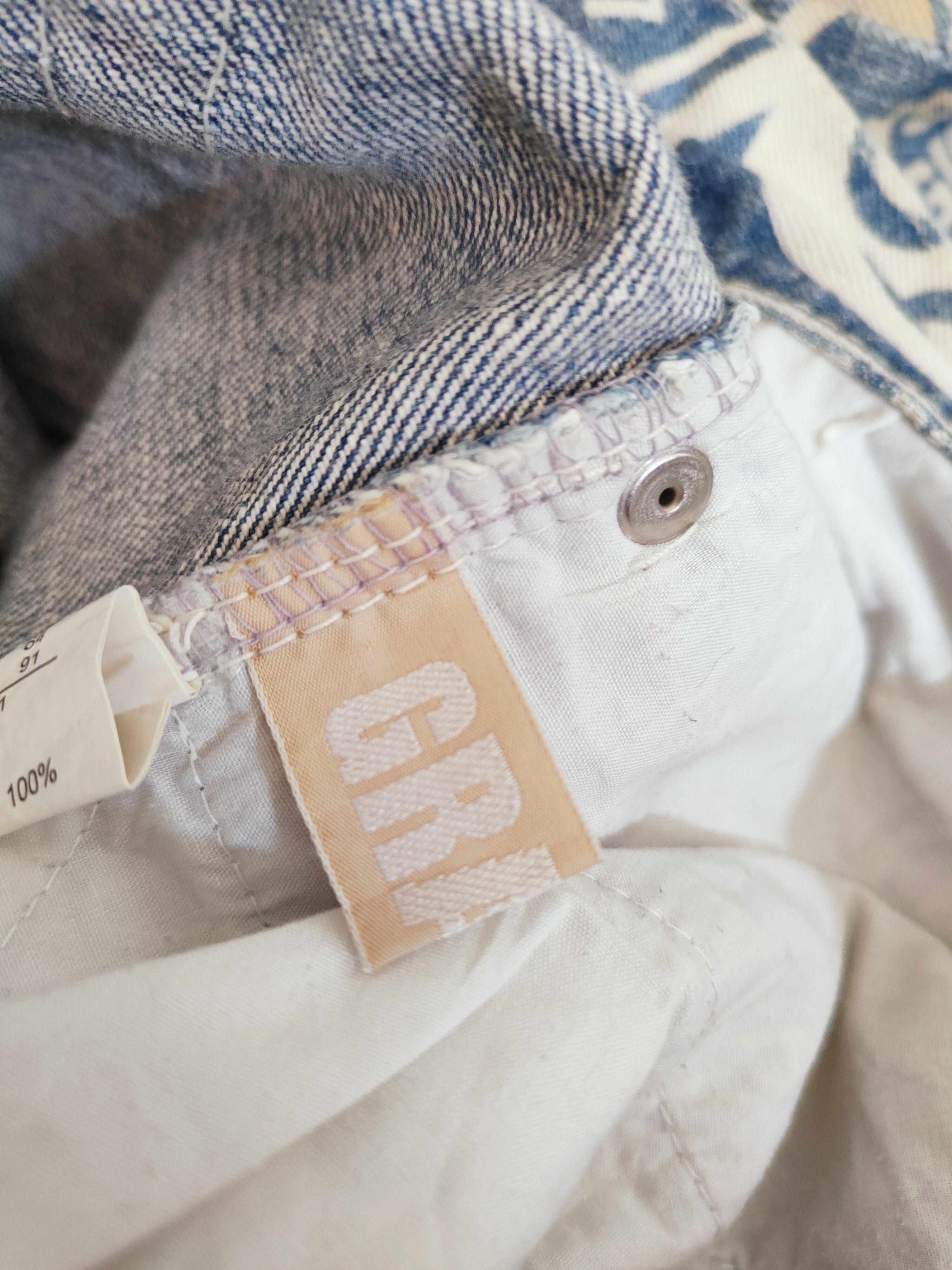 Japanese Brand × Vintage FULL PRINT 💥 Grazie Blue White Distressed Ripped Jeans Size 32" / US 10 / IT 46 - 16 Thumbnail
