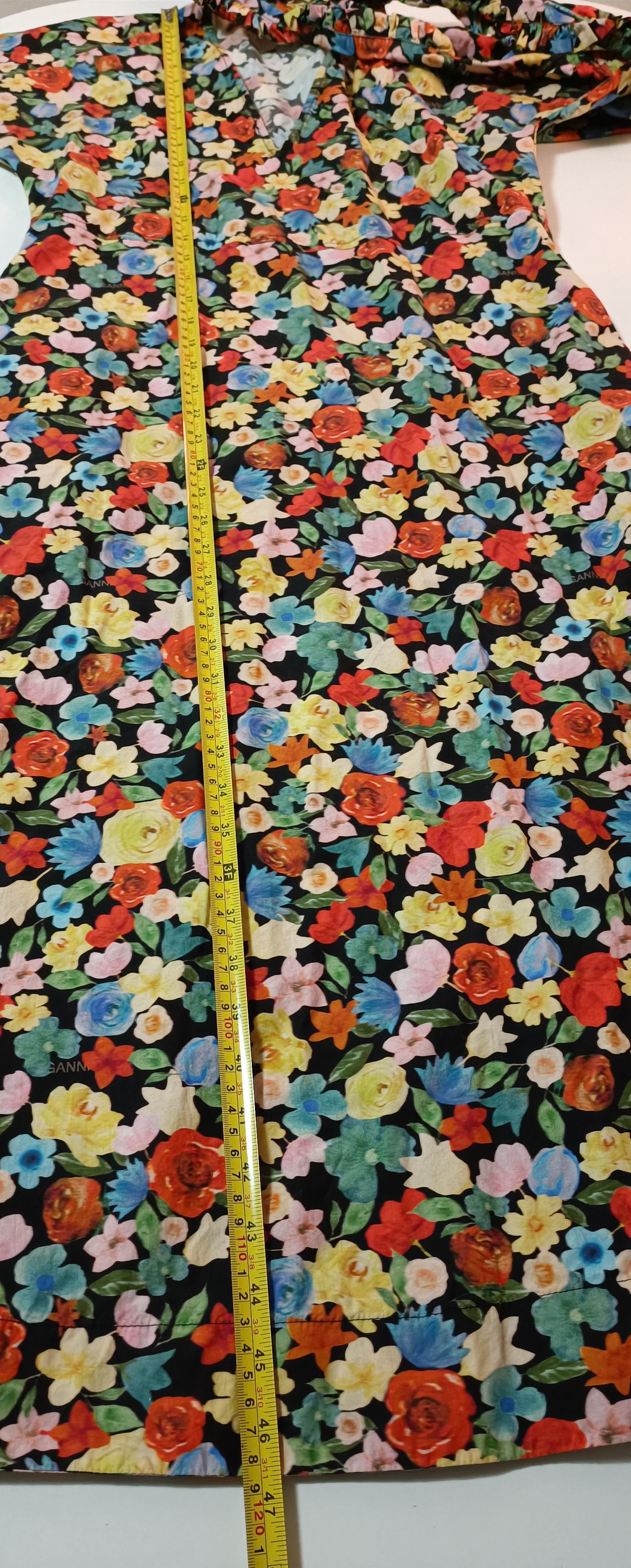 Ganni Tie-Neck Multicolor Floral - Print Cotton -Poplin Maxi Dress Size S / US 4 / IT 40 - 16 Thumbnail