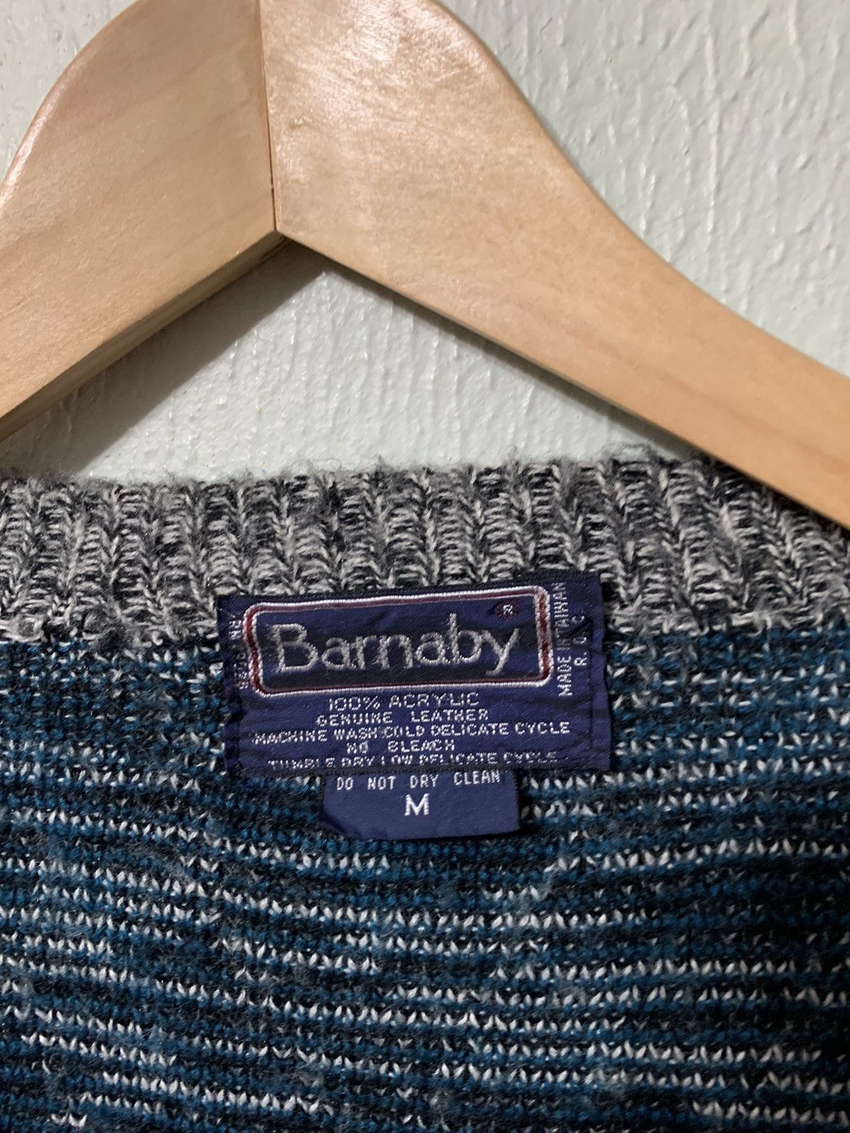 Vintage Vintage Sapphire Veins Leather Accent Knit Sweater Size US M / EU 48-50 / 2 - 1 Thumbnail