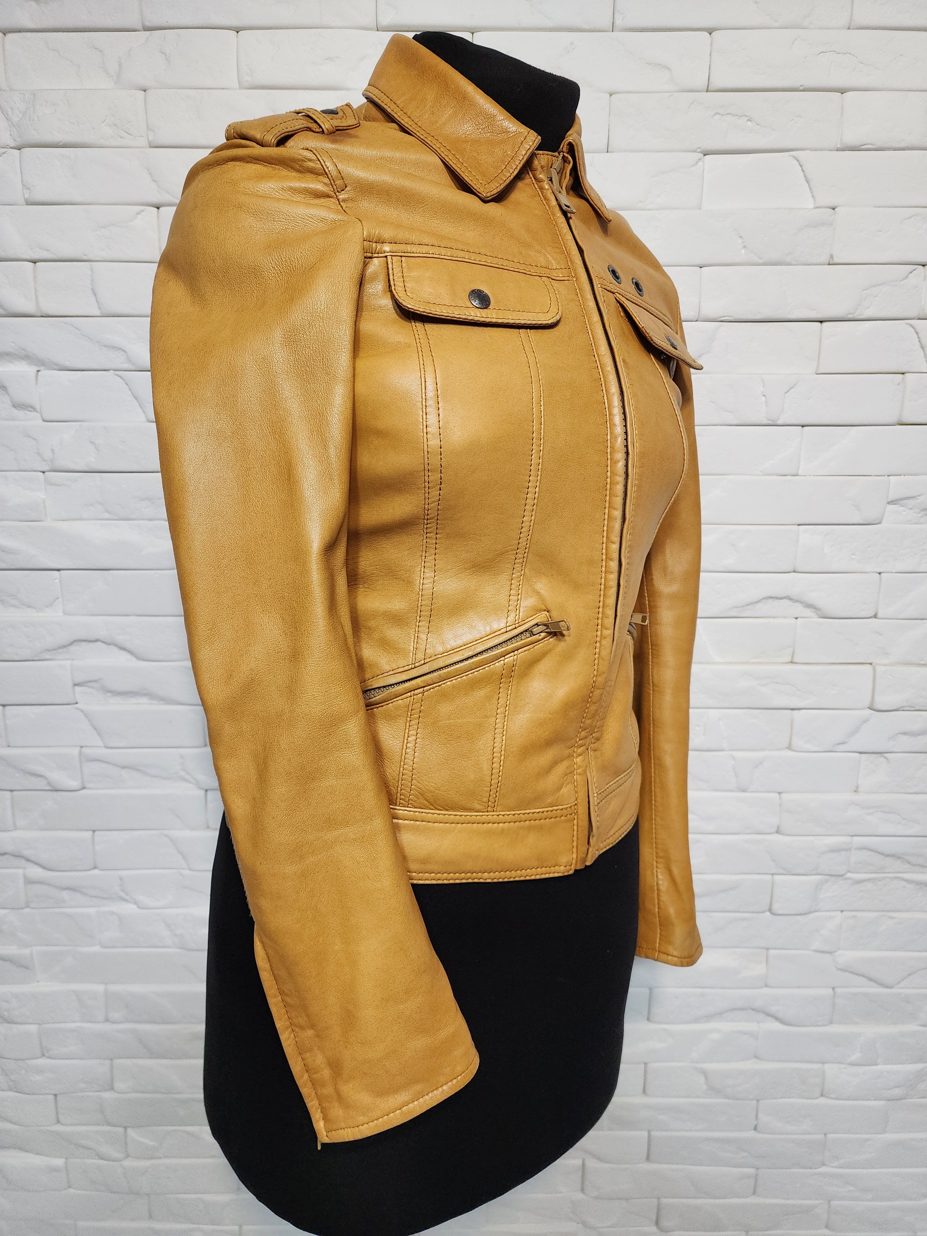 Designer Women's Brown Leather Sports Jacket: Size S / US 4 / IT 40 - 3 Thumbnail