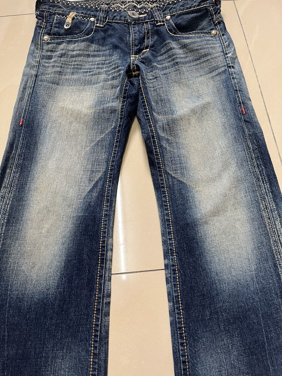 Edwin Flare Jeans Edwin blue trip distressed faded low rise F1 Size US 31 - 6 Thumbnail