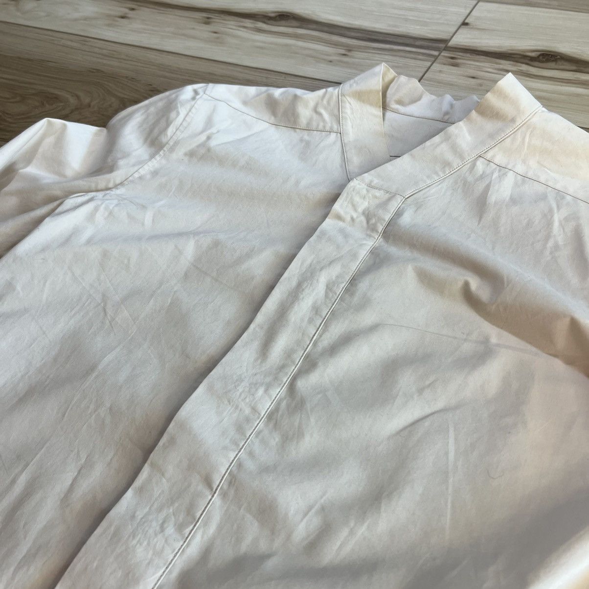Rick Owens Rick Owens Tecuatl SS20 Pearl Collarless Button Down Shirt Size US M / EU 48-50 / 2 - 6 Thumbnail