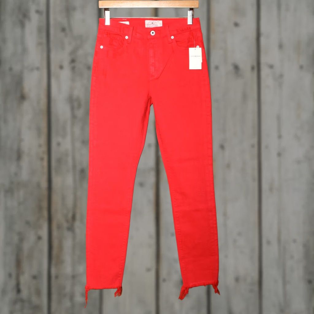 Lucky Brand LUCKY BRAND Bridgette Slim Skinny Jeans Red Denim 26 Women's Bedf ord Distressed Stretch Inseam 29 High Rise Zip Jeans Women Size 26" / US 2 / IT 38 - 1 Thumbnail