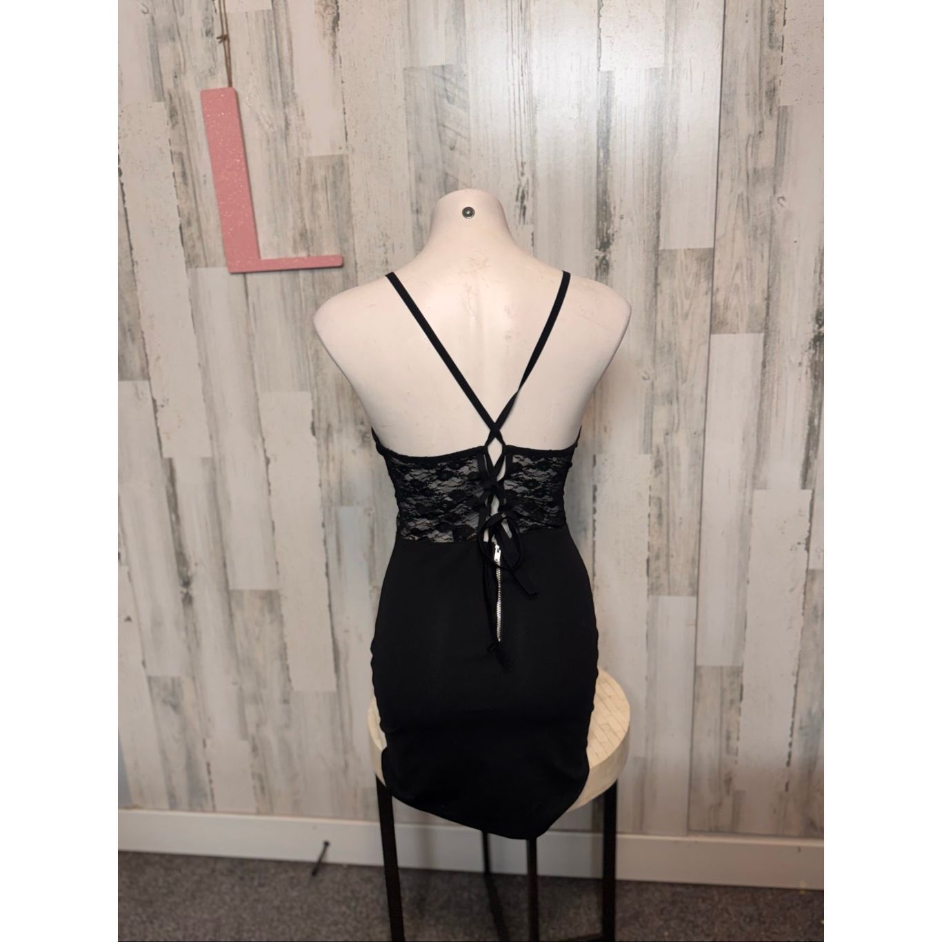 Other Windsor Black Lace Corset Bodycon Mini Dress Size Large L NW Size L / US 10 / IT 46 - 4 Thumbnail
