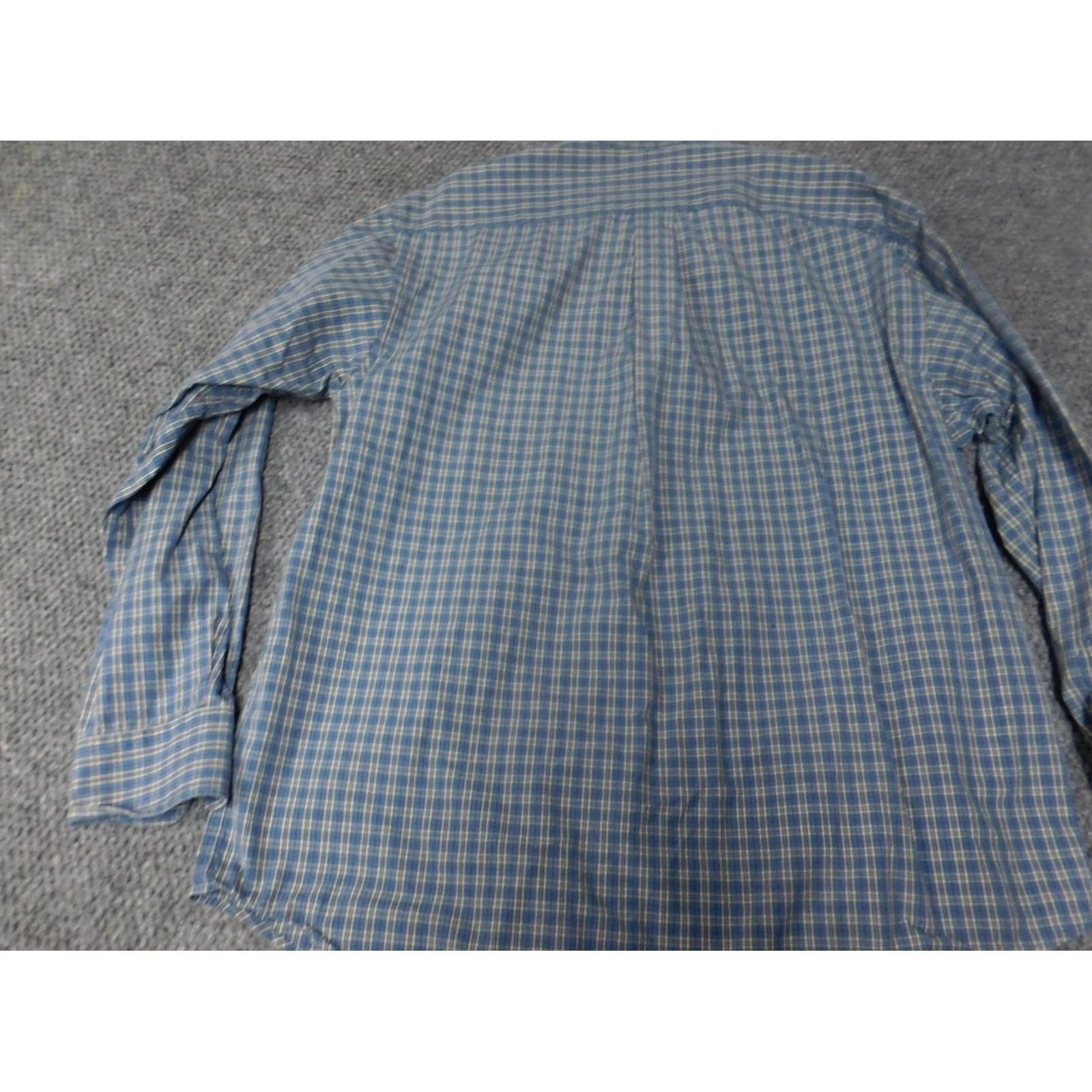 Roundtree & Yorke Roundtree & Yorke Mens Shirt XL blue plaid two ply button down Collar-Down Long Sleeve Casual Cotton Knit Button-Up with Pockets Mens Regular Fit Size US XL / EU 56 / 4 - 7 Thumbnail