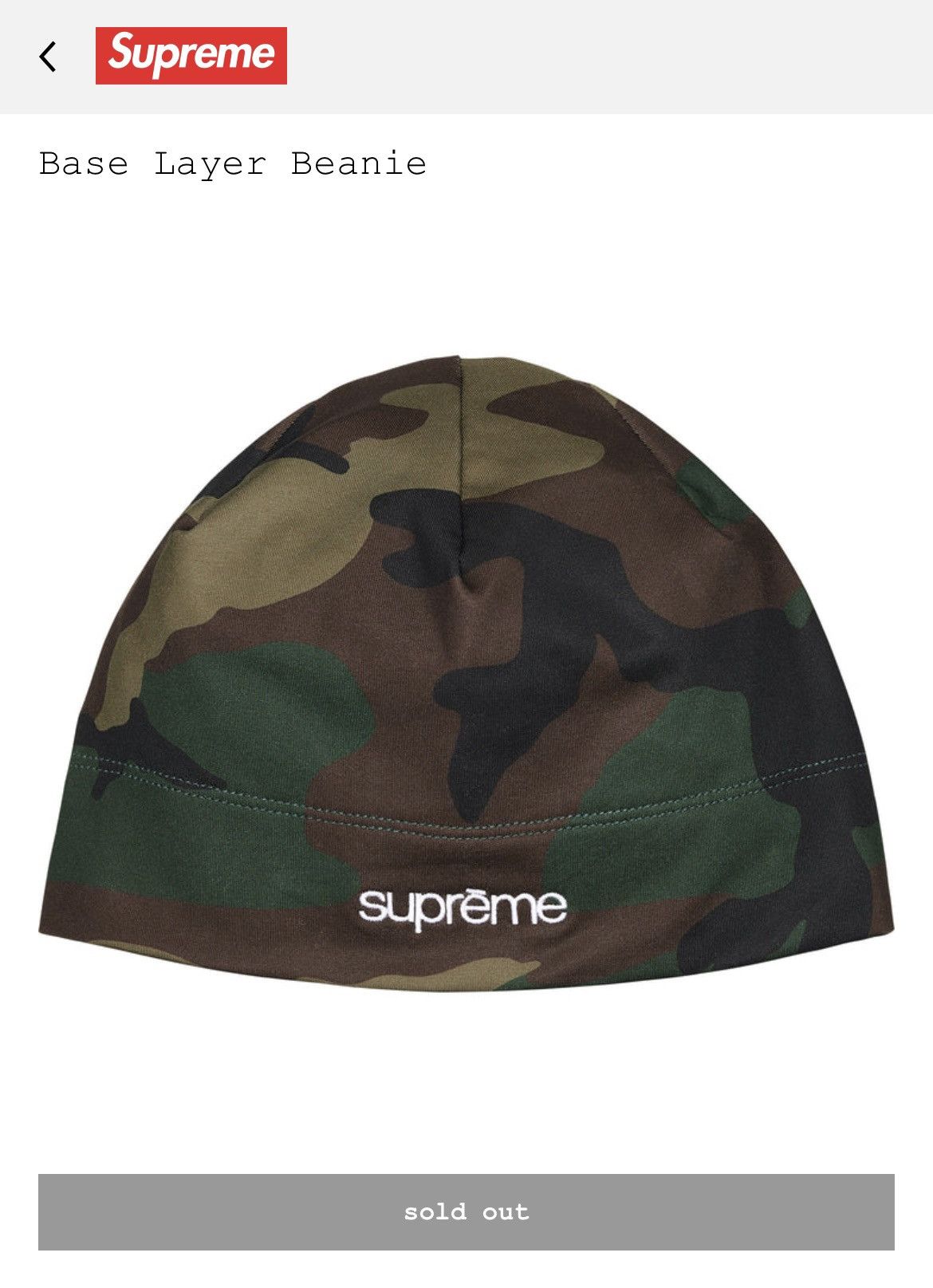 Other Supreme Camo base layer beanie Size ONE SIZE - 1 Preview