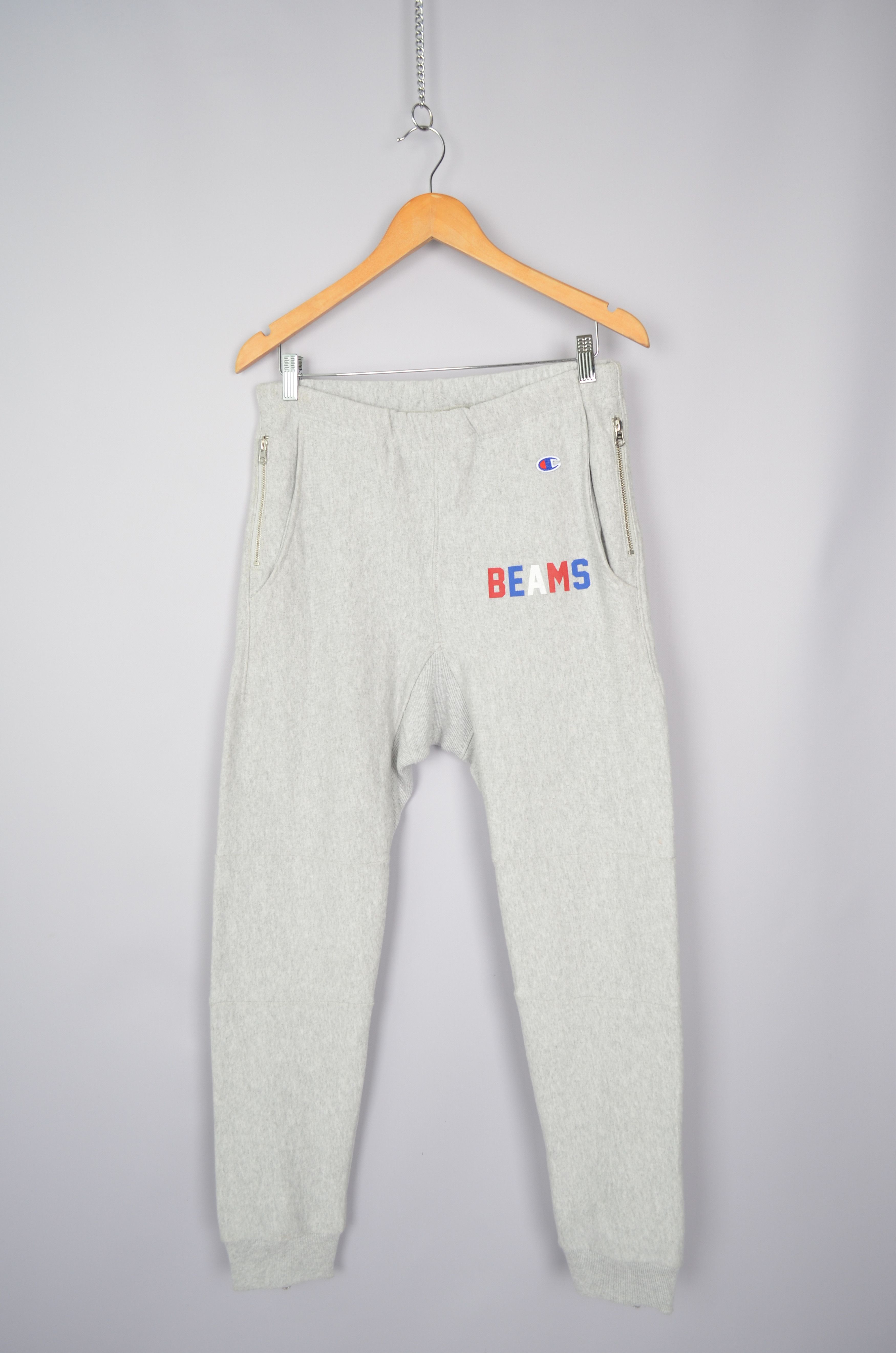 Beams Japan × Champion × Designer BEAMS x Champion Sweatpants Joggers Size S Gray Zipper Size US 30 / EU 46 - 1 Thumbnail