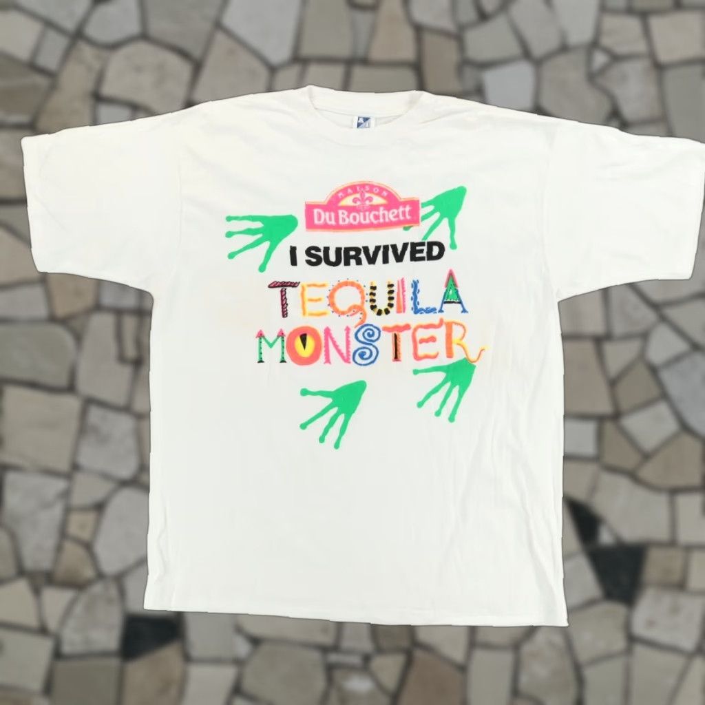 Vintage VINTAGE A1 Du Bouchett I Survived Tequila Monster Solid T-Shirt White Mens XL Size US XL / EU 56 / 4 - 1 Thumbnail