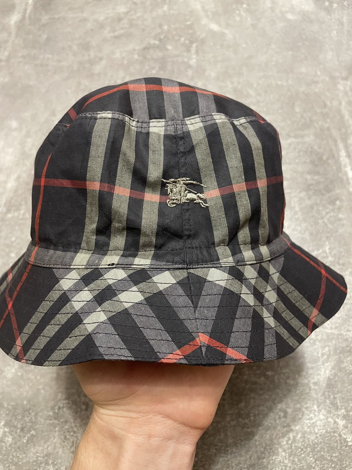 Vintage Burberrys logo bucket hat cotton panama