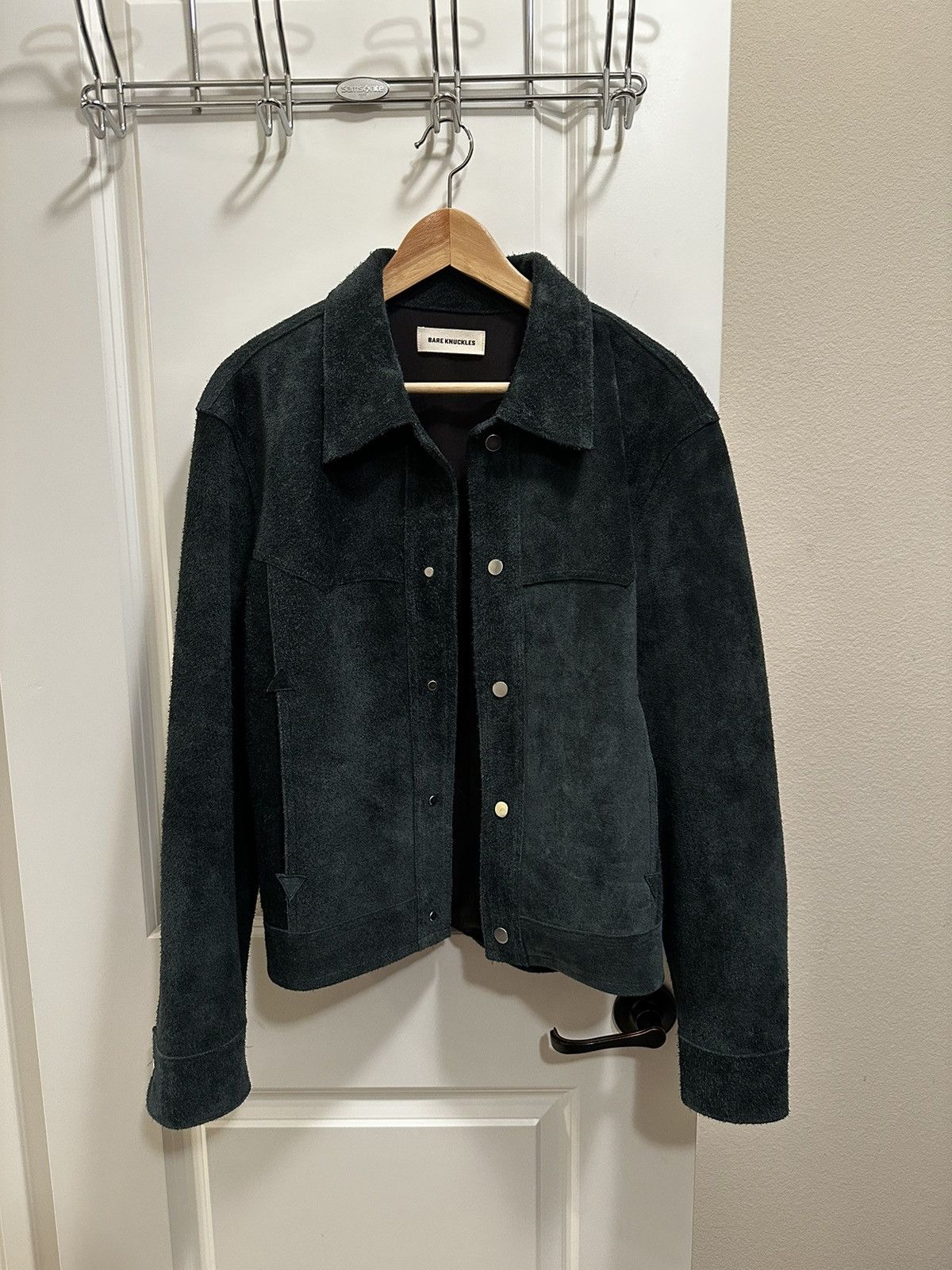 image of Bare Knuckles Western Suede Jacket in Green, Men's (Size Small)