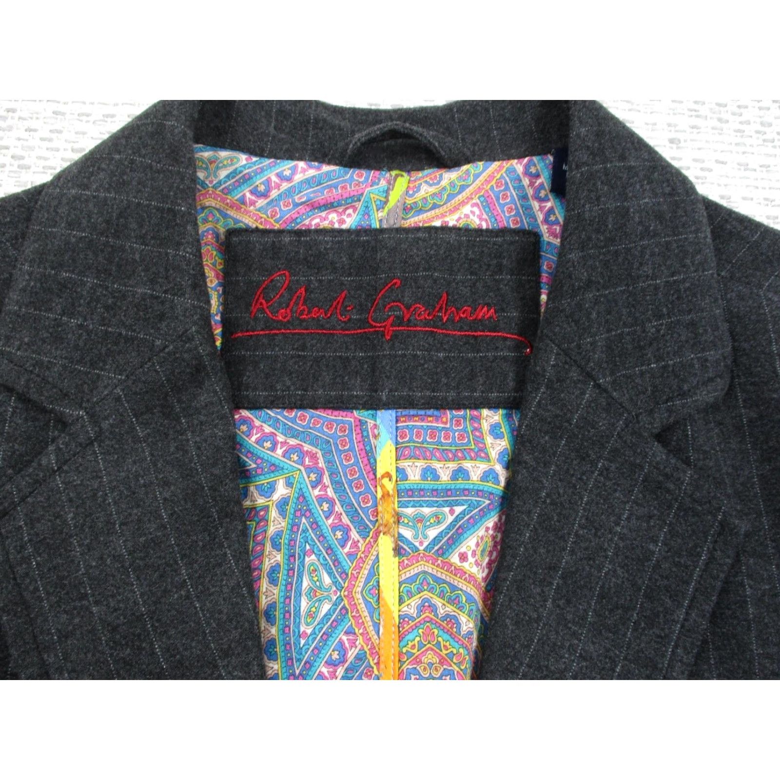Robert Graham Robert Graham Blazer Mens Large Pinstripe Wool Blend Sport Coat Jacket Lined Size 42R - 5 Thumbnail