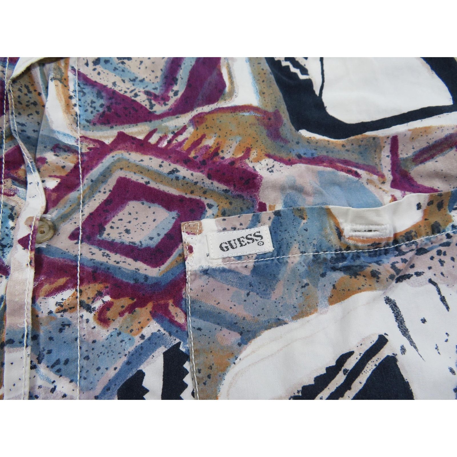 Guess Guess Georges Marciano Shirt, Abstract Print Purple M 1990s Size US M / EU 48-50 / 2 - 2 Thumbnail