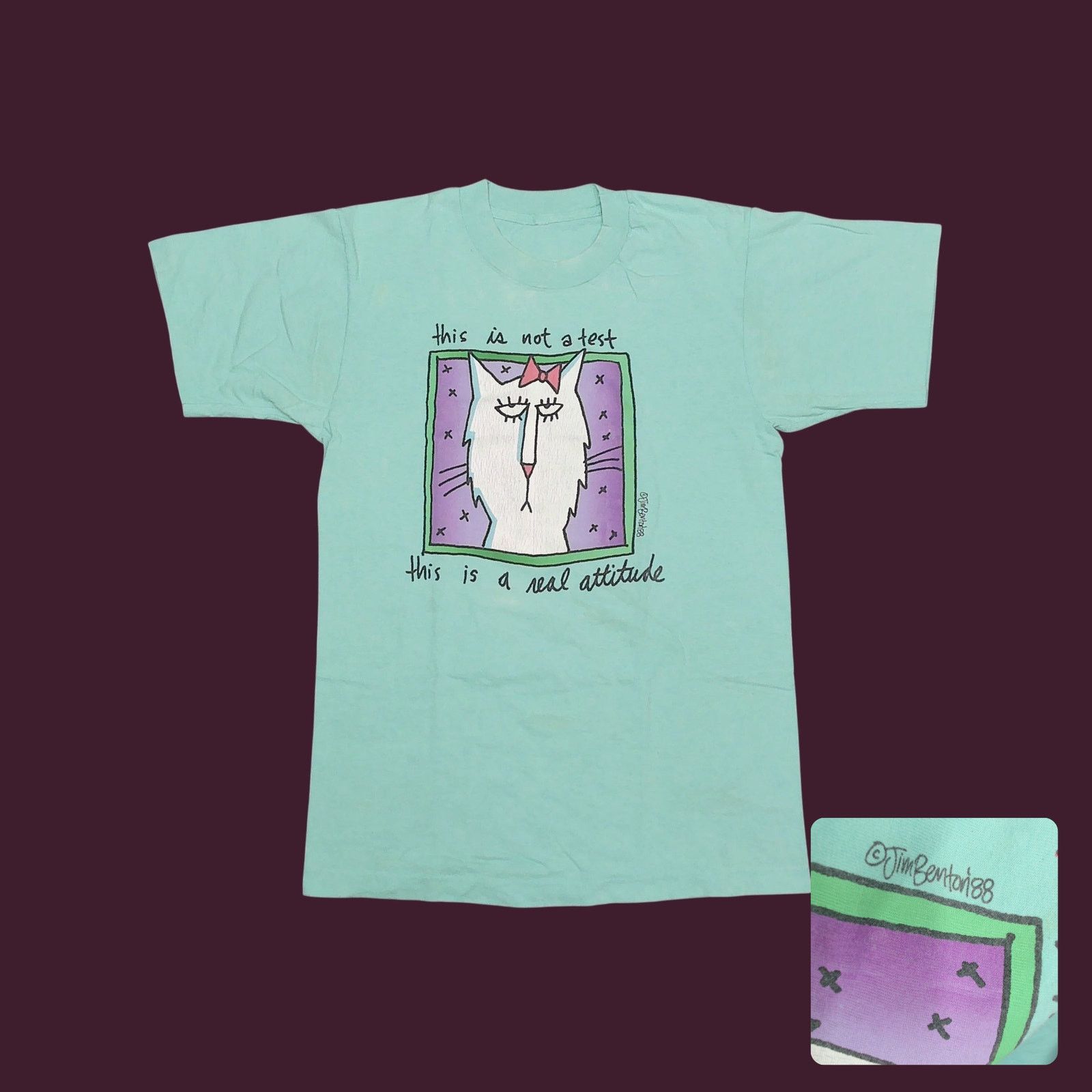 Vintage Vintage 1988 Jim Benton Single Stitch "Attitude Cat" Tee Size L / US 10 / IT 46 - 1 Thumbnail