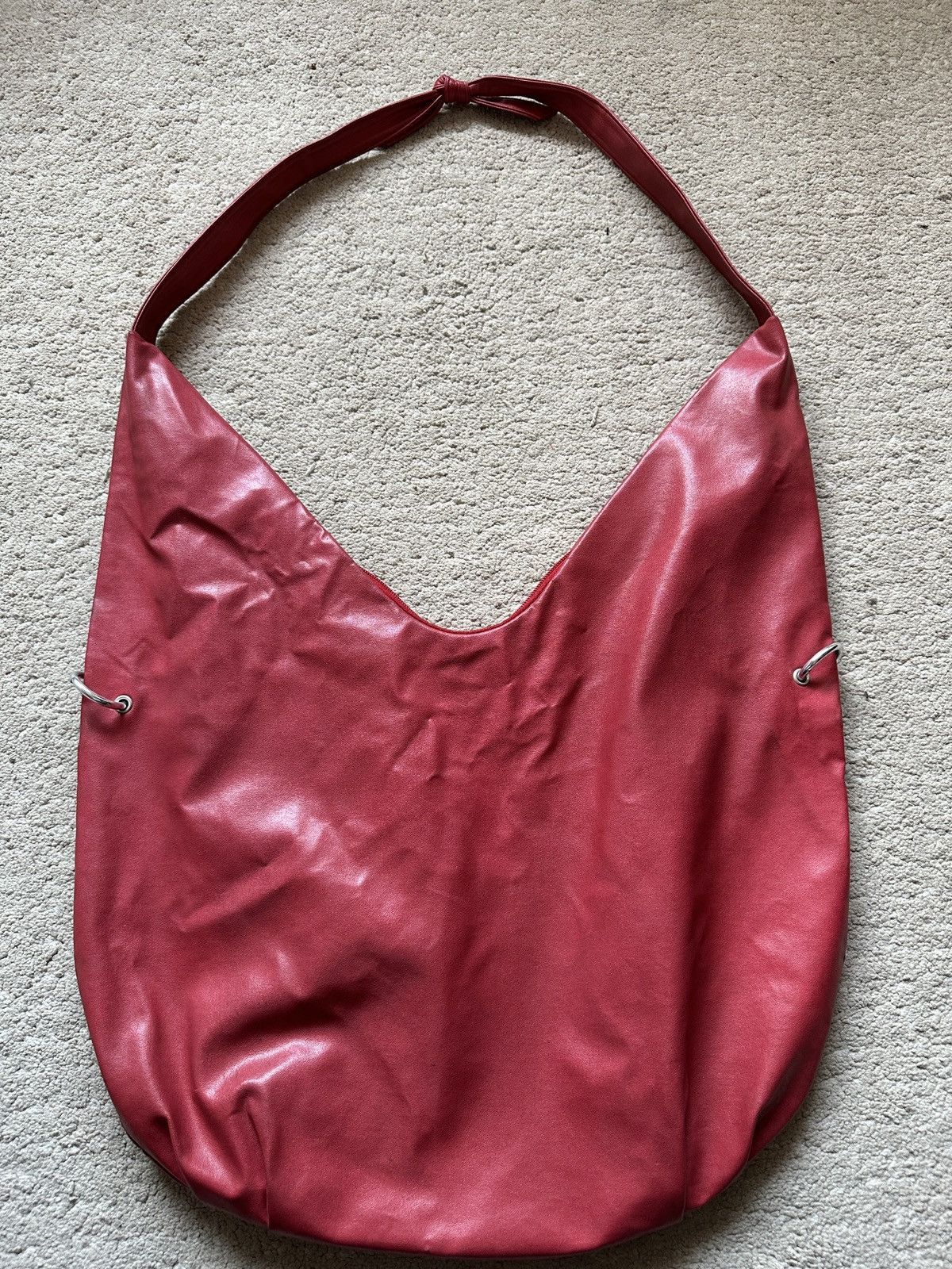 Japanese Brand 1990s BASARA TYO Red Leather Slouchy Hobo Sling Bag Size ONE SIZE - 6 Thumbnail