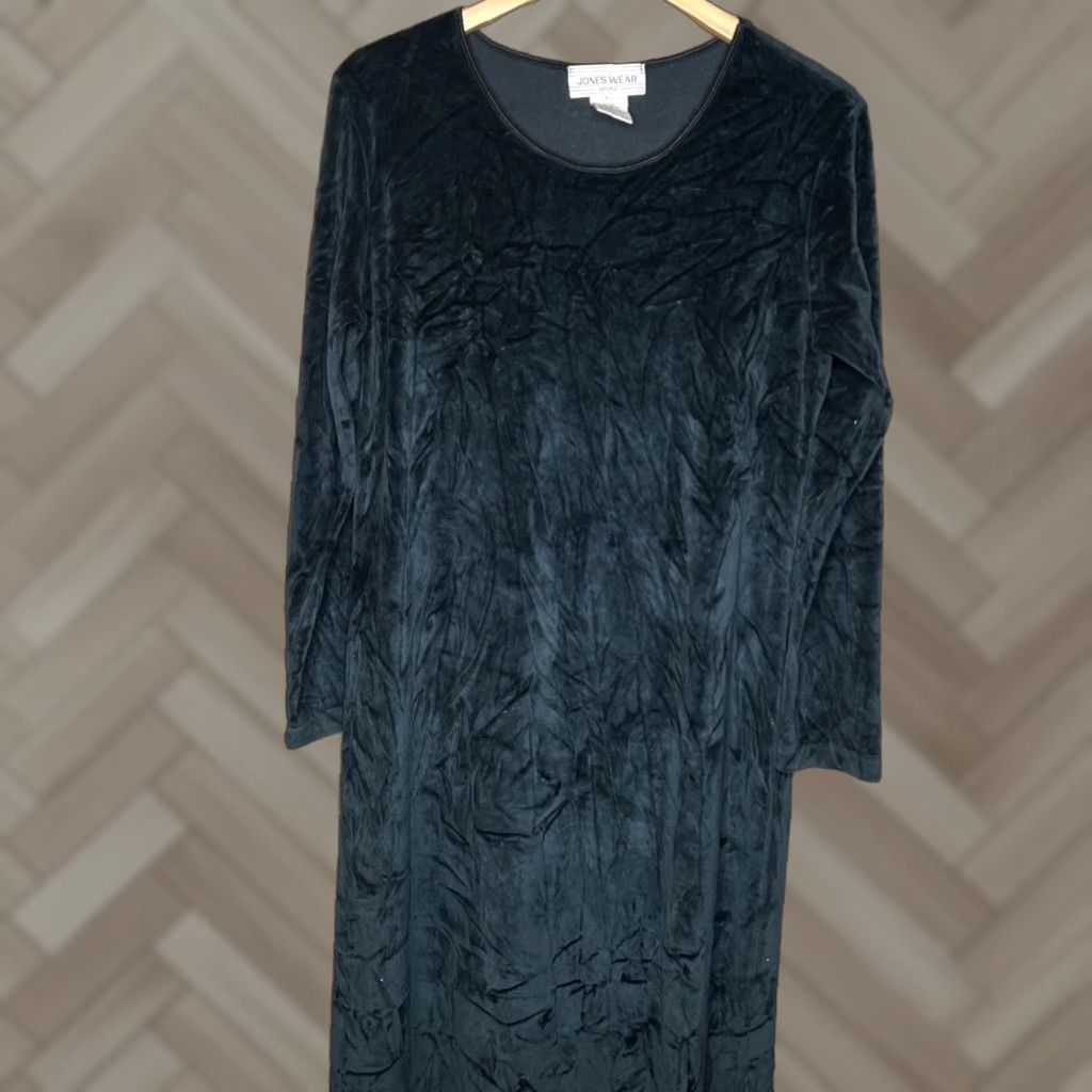 Velour VINTAGE Jones Wear Sport Velour Long Sleeve Dress Large Womens Size L / US 10 / IT 46 - 1 Thumbnail