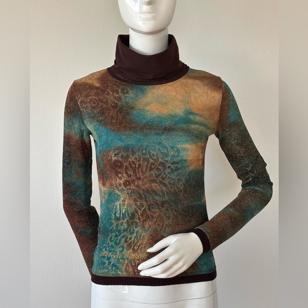 Roberto Cavalli Roberto Cavalli Vintage Lurex Turtleneck Top Size S / US 4 / IT 40 - 2 Thumbnail