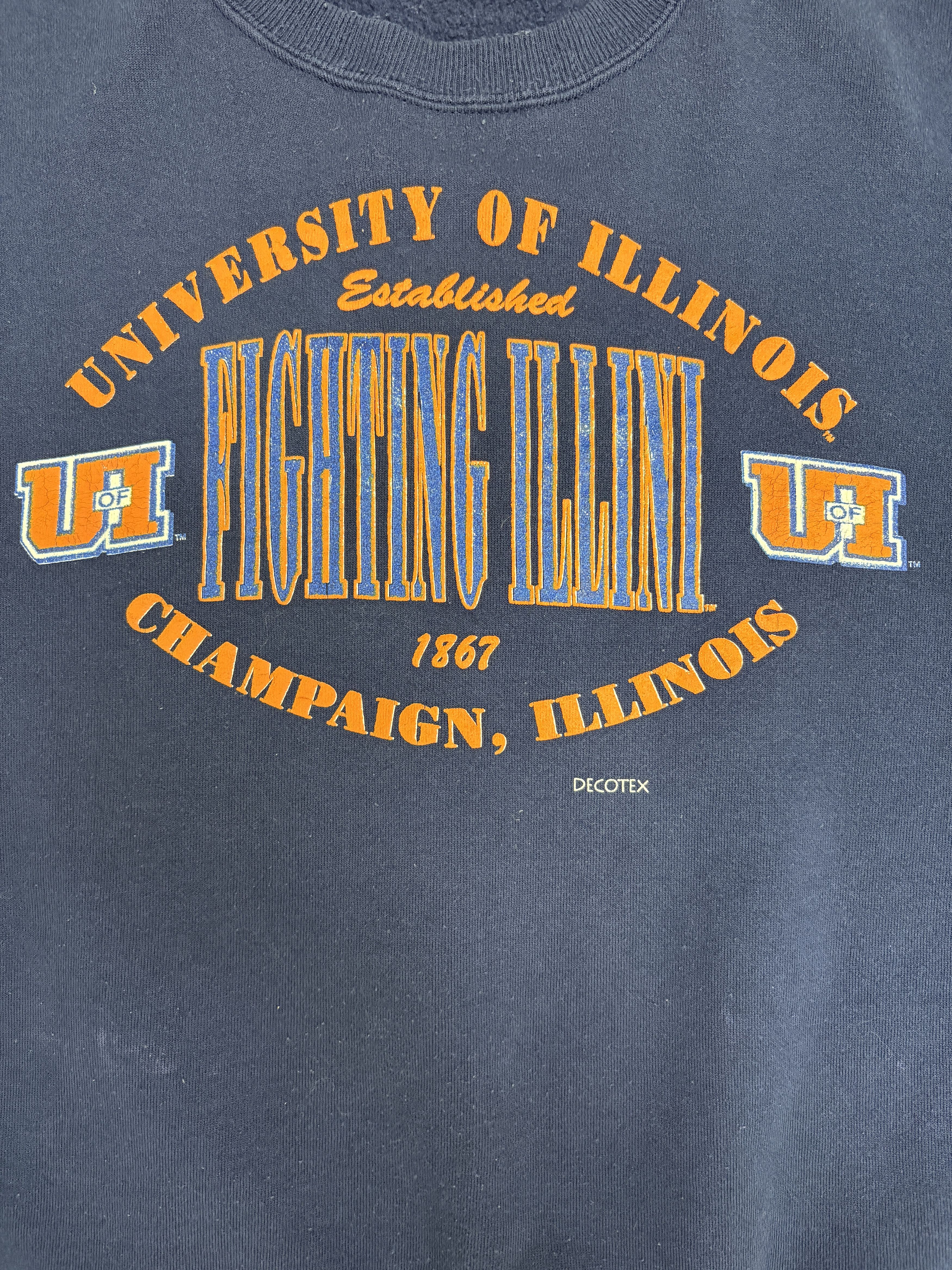 Vintage Illinois Fighting Illini Vintage Blue Crewneck Sweater Size US L / EU 52-54 / 3 - 2 Thumbnail