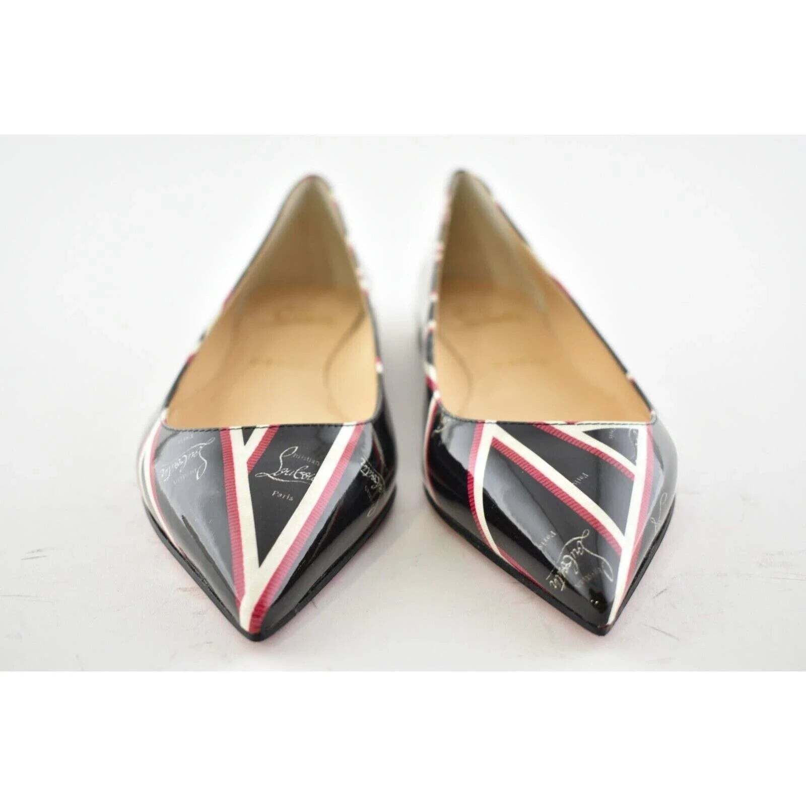 Christian Louboutin Christian Louboutin Ballalla Flat Patent Ribbon Black Red Size US 7 / IT 37 - 6 Thumbnail