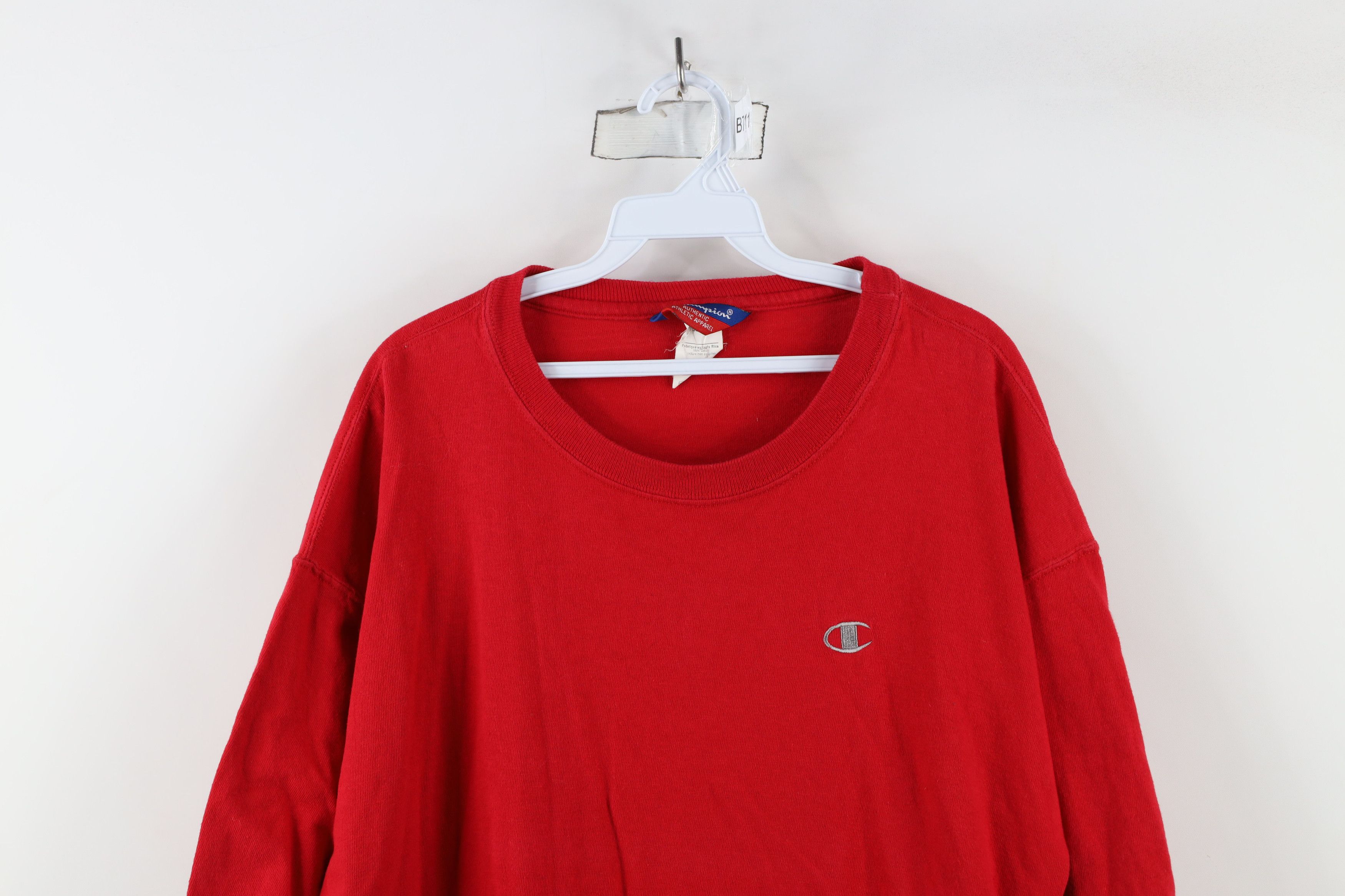 Champion × Vintage Vintage 90s Champion Jersey Short Sleeve T-Shirt Red Cotton Size US XL / EU 56 / 4 - 2 Thumbnail
