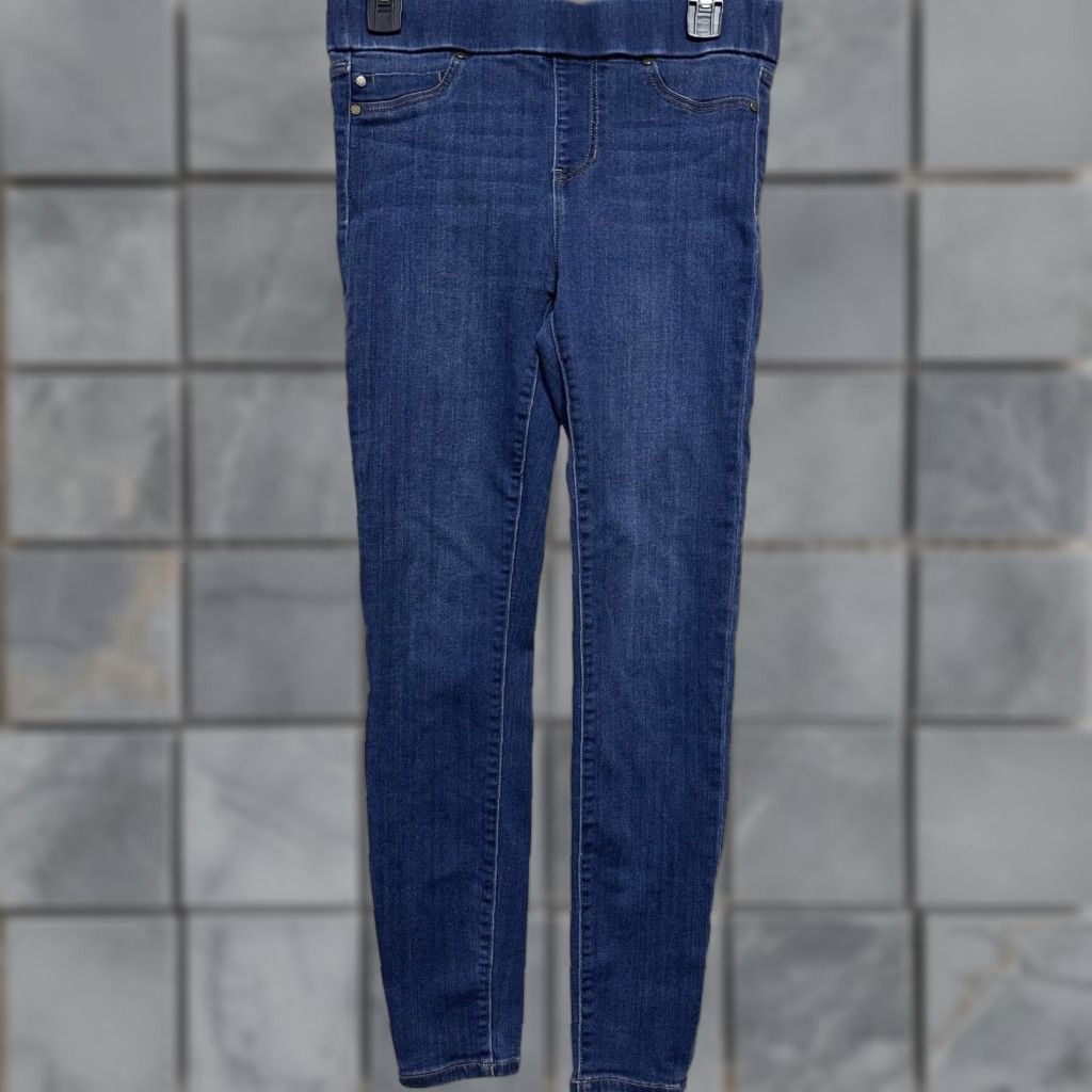 Vintage Liverpool Jeans Women 4/27 Blue Ankle Skinny Stretch Pull On Dark Wash Denim Shirt, haha Size 29" - 1 Thumbnail