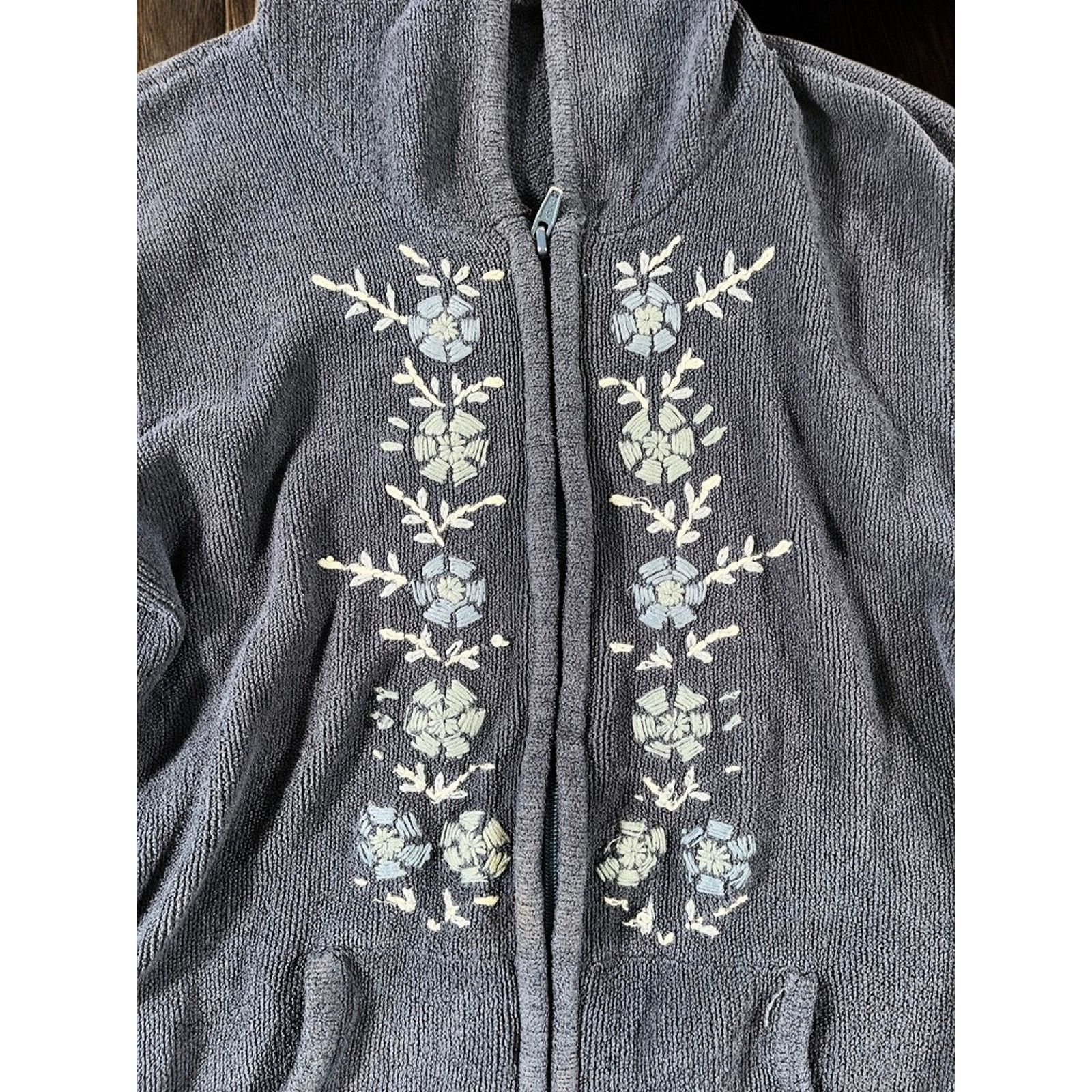 Prana Prana Womens Embroidered Floral Full Zip Hoodie Blue Size L Size L / US 10 / IT 46 - 4 Thumbnail