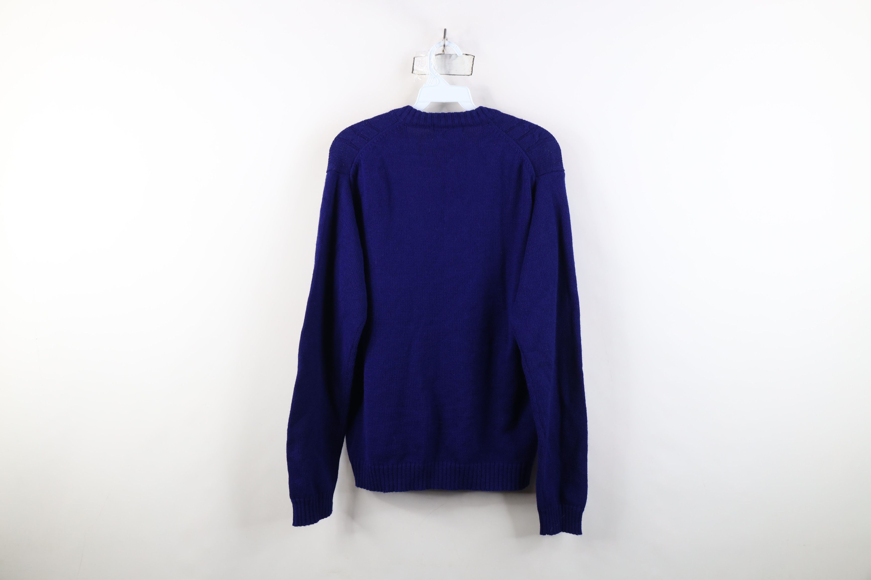 Vintage Vintage 70s Streetwear Ribbed Cable Knit V-Neck Sweater Blue Size L / US 10 / IT 46 - 9 Thumbnail