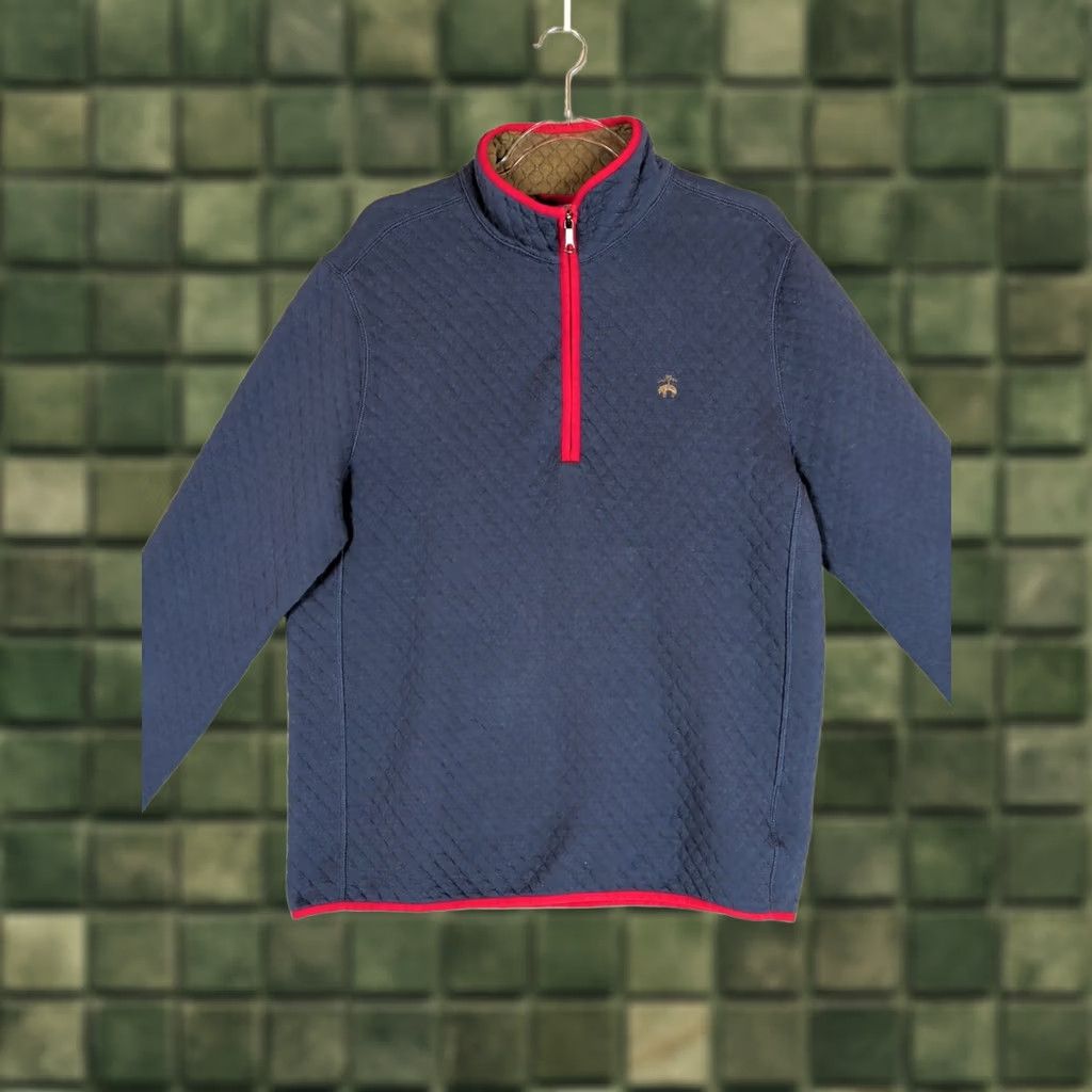 Brooks Brothers Brooks Brothers Diamond Quilted Pullover Mens M Blue 1/4 Zip Lined Knit Sweatshirt Pullover Casual Office Size US M / EU 48-50 / 2 - 1 Thumbnail