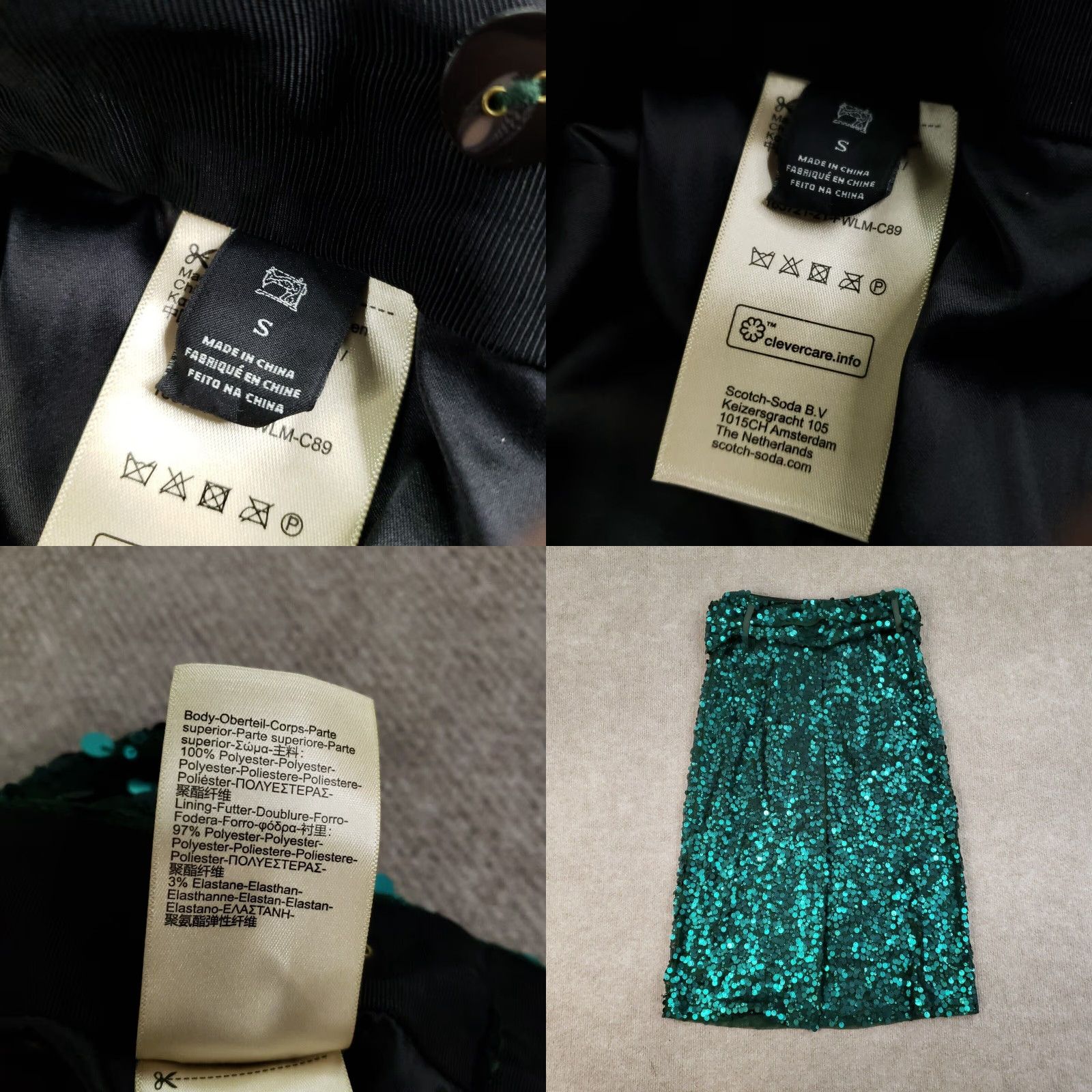 Scotch & Soda VINTAGE Scotch & Soda Skirt Women Small Green Sequin A-Line Knee Length Belted Casual Shimmer Size 28" / US 6 / IT 42 - 8 Thumbnail