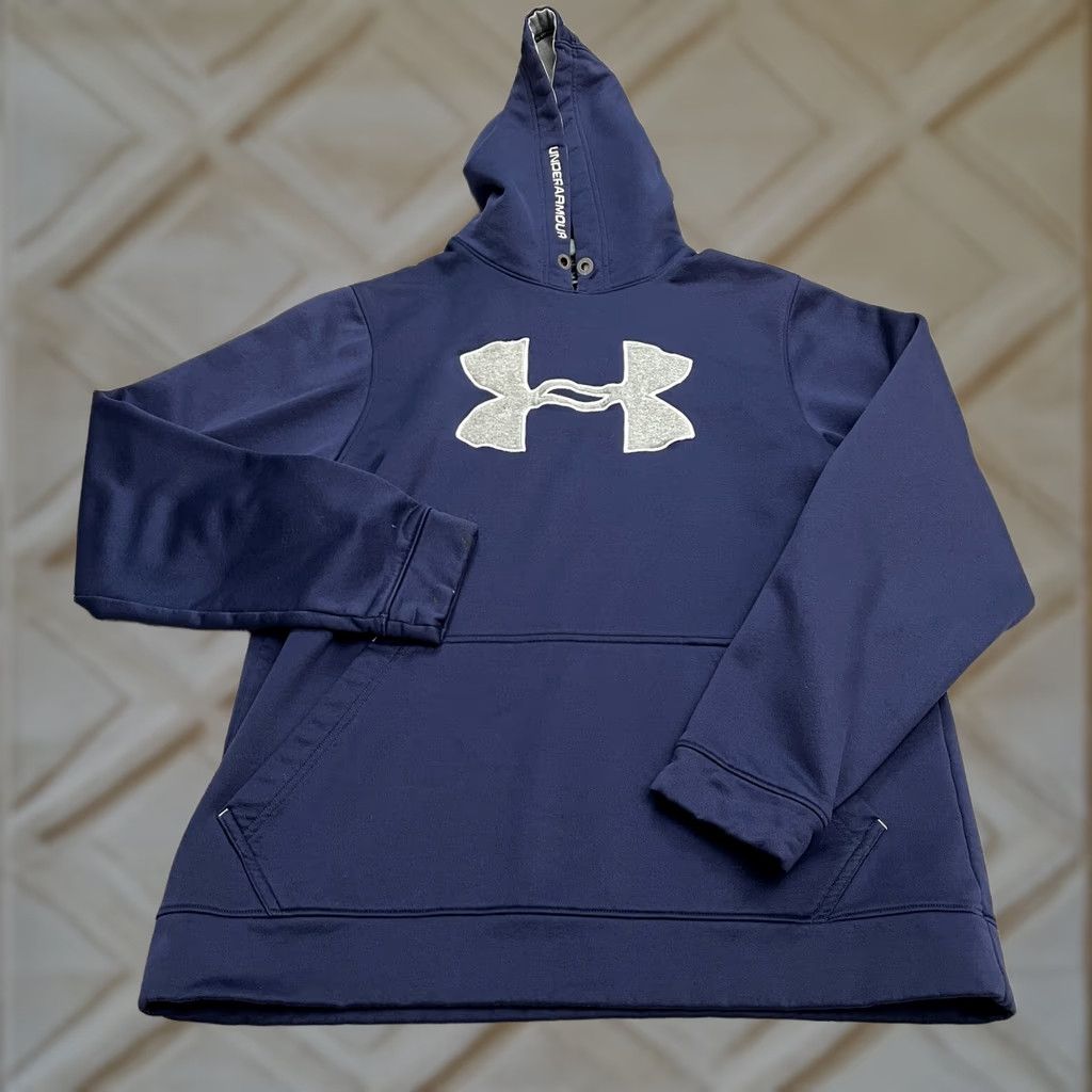 Under Armour Under Armour Hoodie Pullover Sweatshirt Mens Large Navy Blue Graphic Active Size US L / EU 52-54 / 3 - 1 Thumbnail