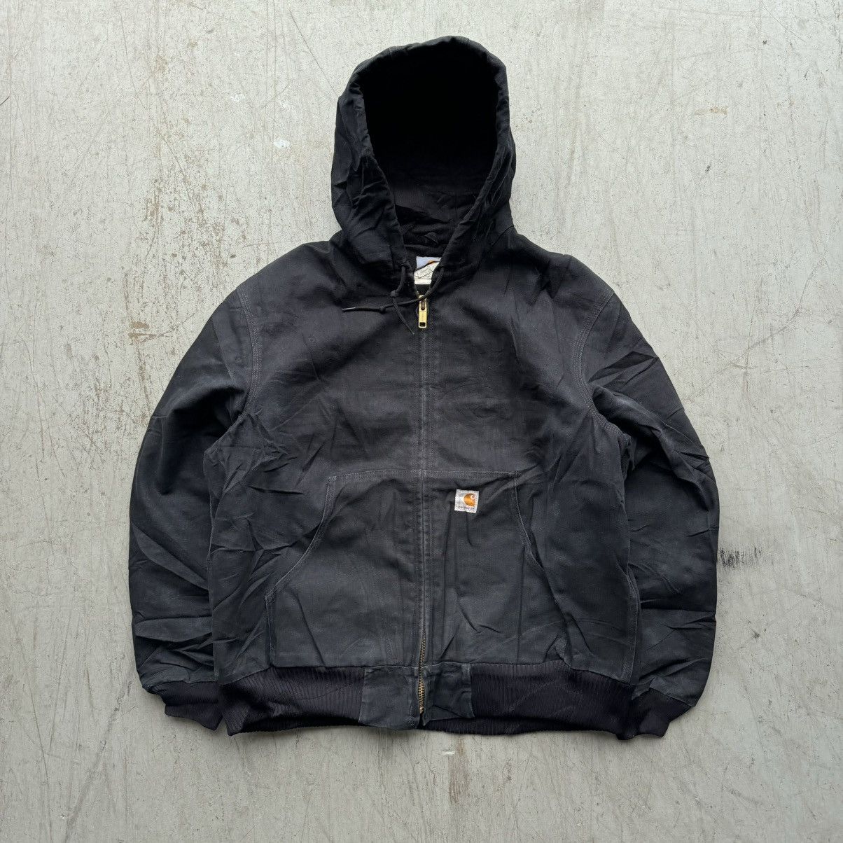 Carhartt × Vintage Vintage Carhartt Black Faded Distressed Jacket Hooded Size US L / EU 52-54 / 3 - 1 Thumbnail
