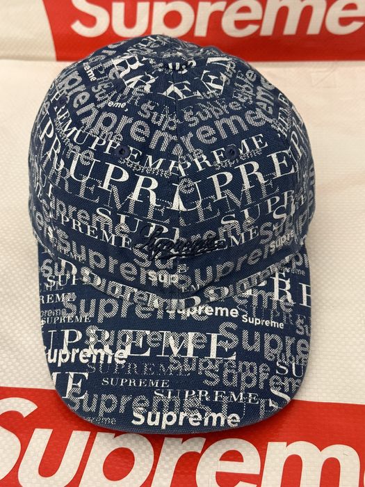 Supreme Supreme Logo Pattern 6-Panel Light Navy cap hat | Grailed