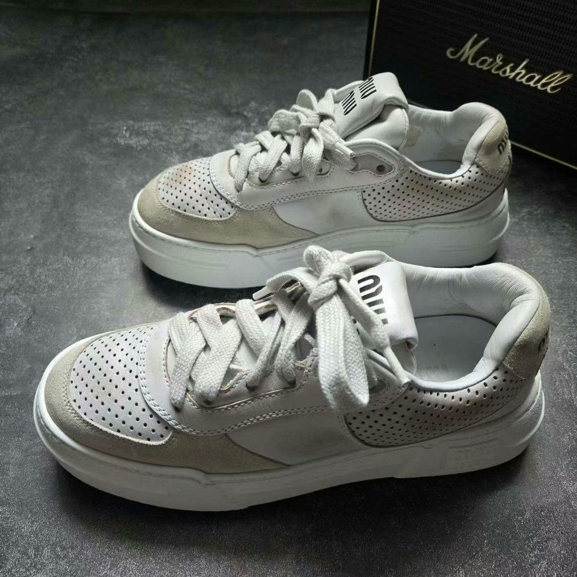 Miu Miu MIU MIU Distressed Platform Sneakers Size US 6 / IT 36 - 1 Thumbnail