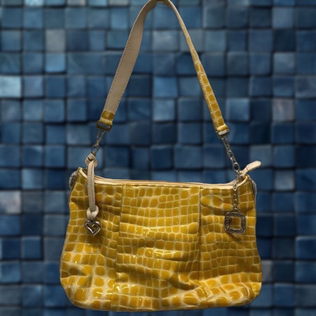 Brighton Brighton Shoulder Bag D919810 Crocodile Embossed Leather Yellow Beige Adjustable Strap Womens Medium Color Yellow Occasion Casual Size ONE SIZE - 1 Thumbnail