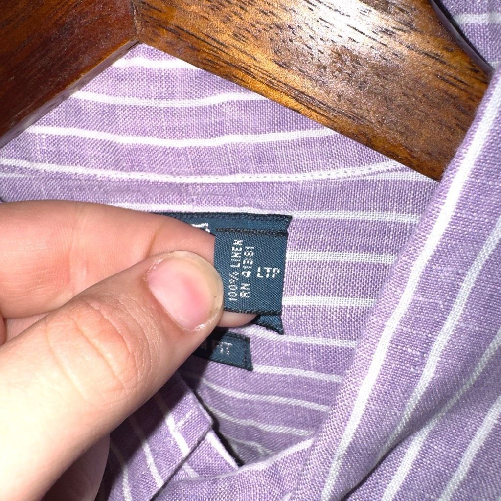 Polo Ralph Lauren Purple Polo Ralph Lauren 100% Linen Custom Fit Button Down S Size US L / EU 52-54 / 3 - 5 Thumbnail