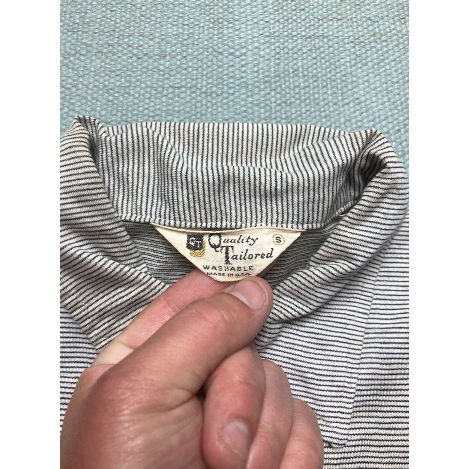 Vintage VINTAGE 1960s Short Sleeve Polo Shirt Striped Cotton Blend Black White Small Mens Polo Size US S / EU 44-46 / 1 - 6 Thumbnail