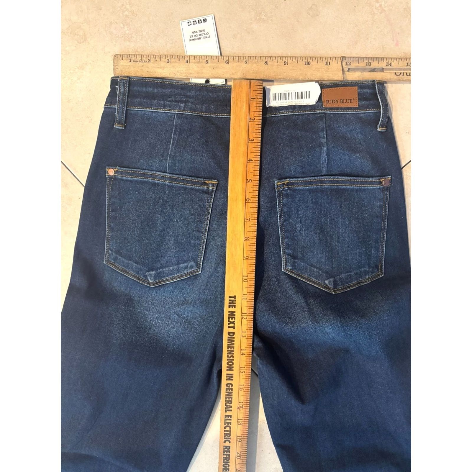 Vintage Judy Blue Jeans Womens 9 Tall High Waist Flare Dark Blue 5-Pocket Denim Hippie Retro 4456 Size 30" / US 8 / IT 44 - 6 Thumbnail
