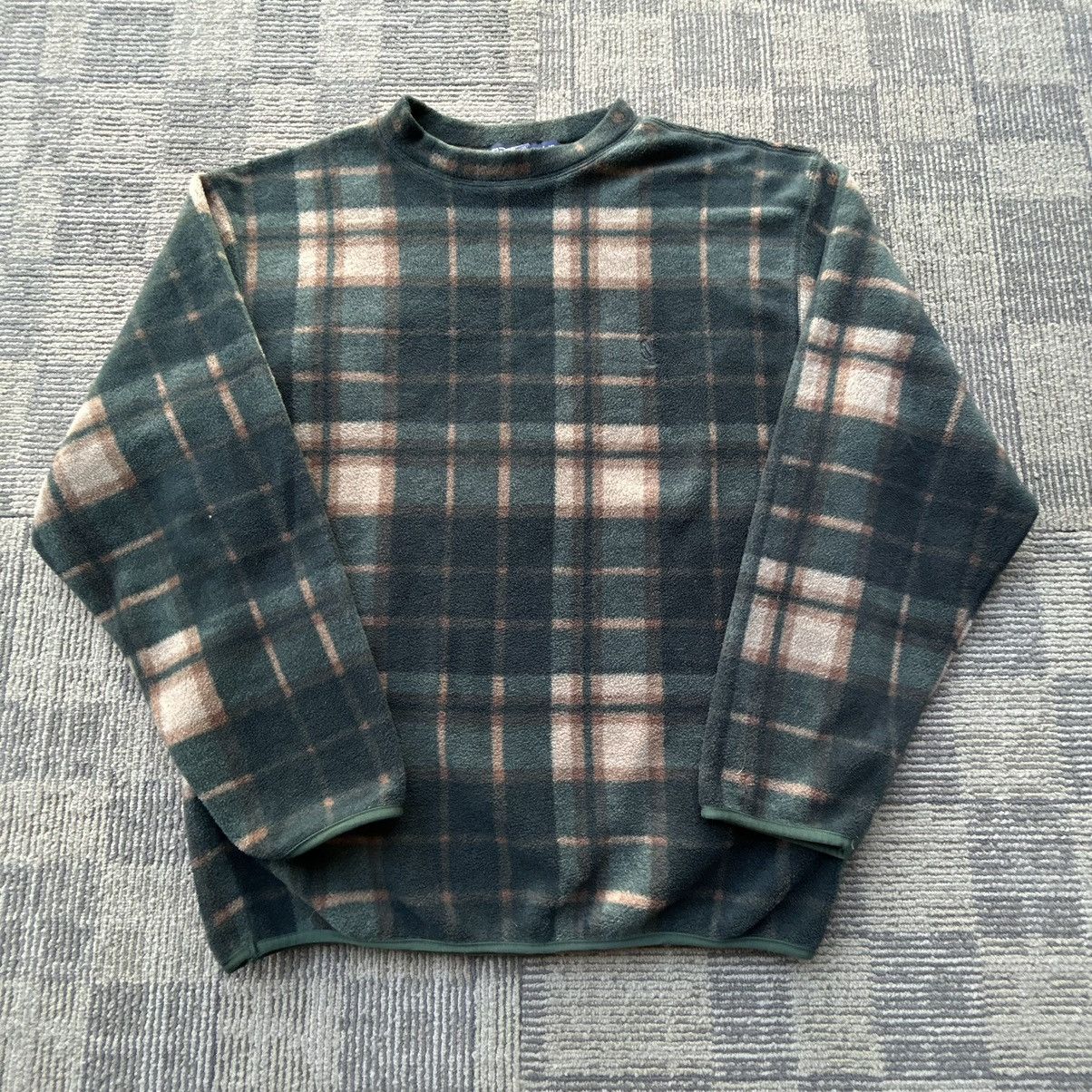 Nautica Vtg 90’s Nautica Green/Brown Plaid Fleece Pullover Size US L / EU 52-54 / 3 - 1 Thumbnail