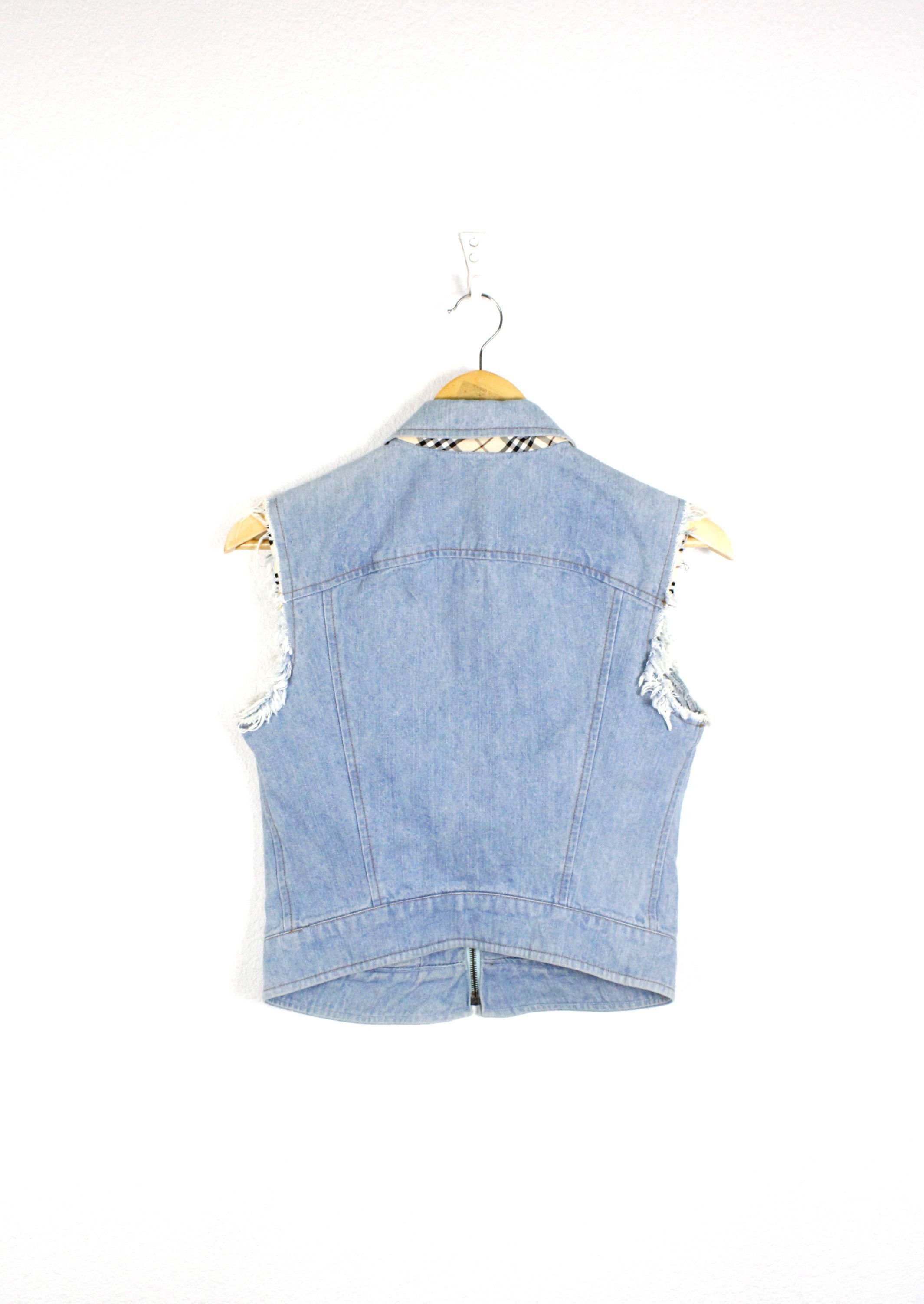 Burberry Burberry Collar Beige Check Blue Denim Zip Jeans Vest Size S / US 4 / IT 40 - 9 Thumbnail