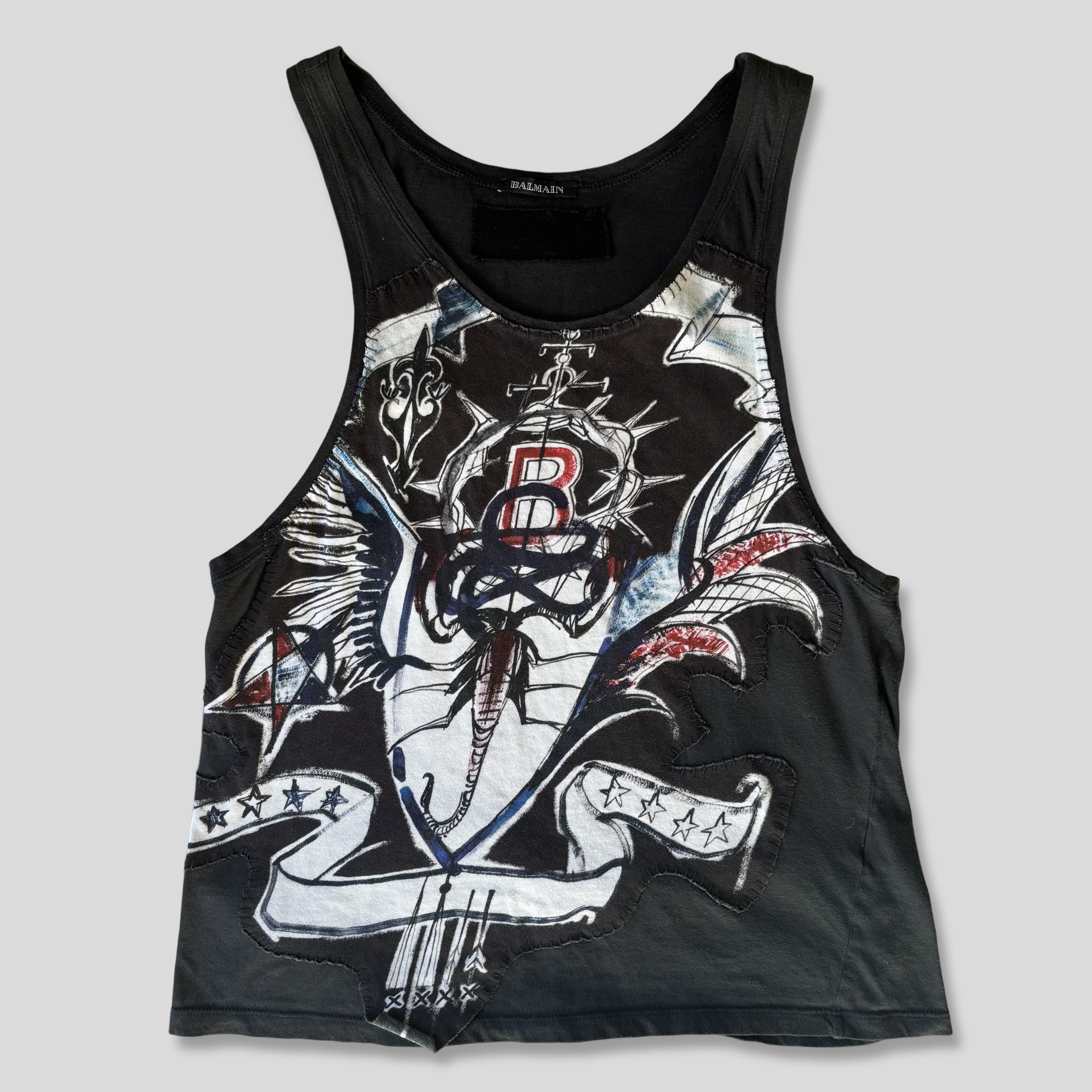 BALMAIN AMERICAN FLAG TANK バルマン タンクトップ Balmain, tank top with American flag - Unique Designer Pieces