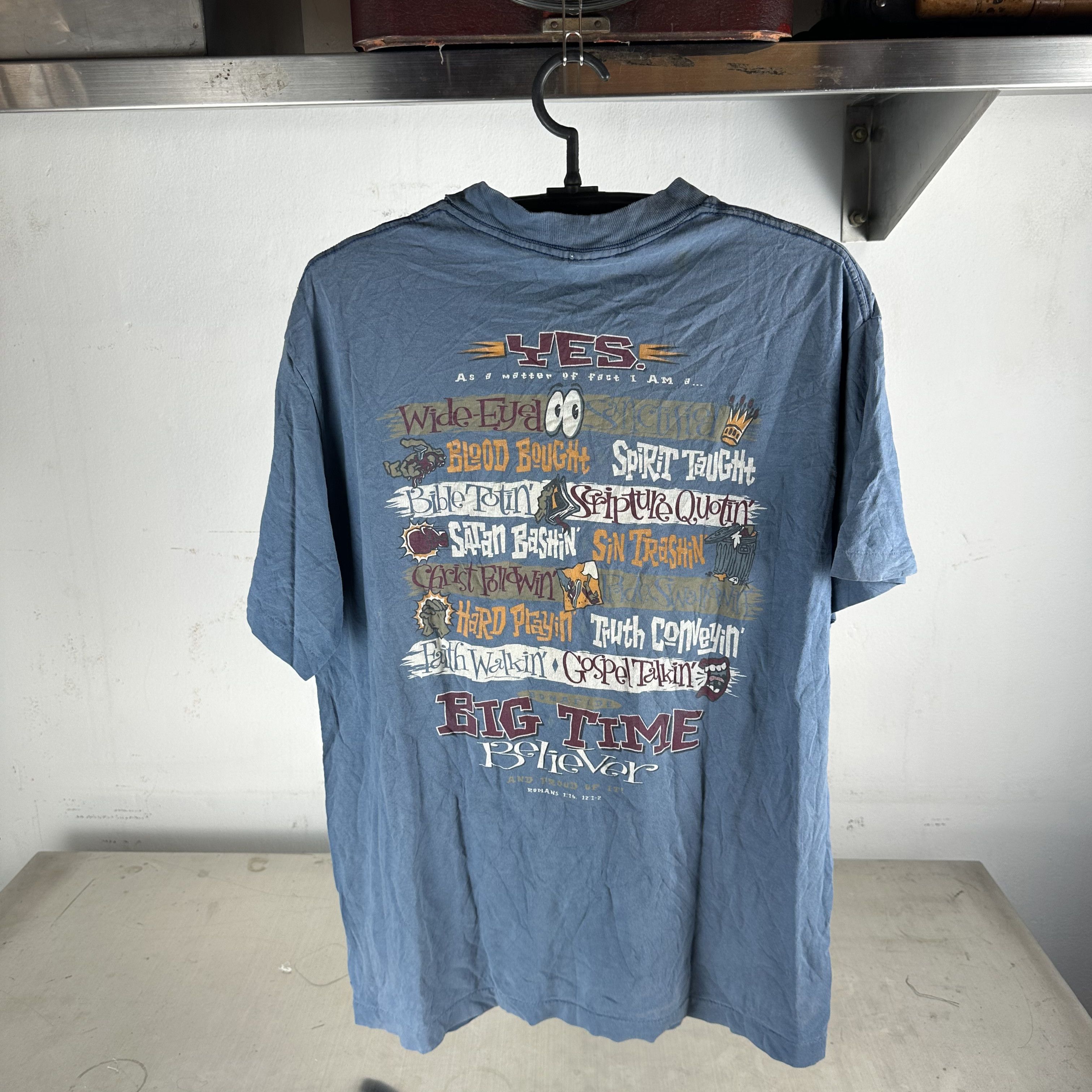 Vintage 90s Yes As A Matter of Fact I Am A Believer Religious Tee Size US L / EU 52-54 / 3 - 1 Thumbnail