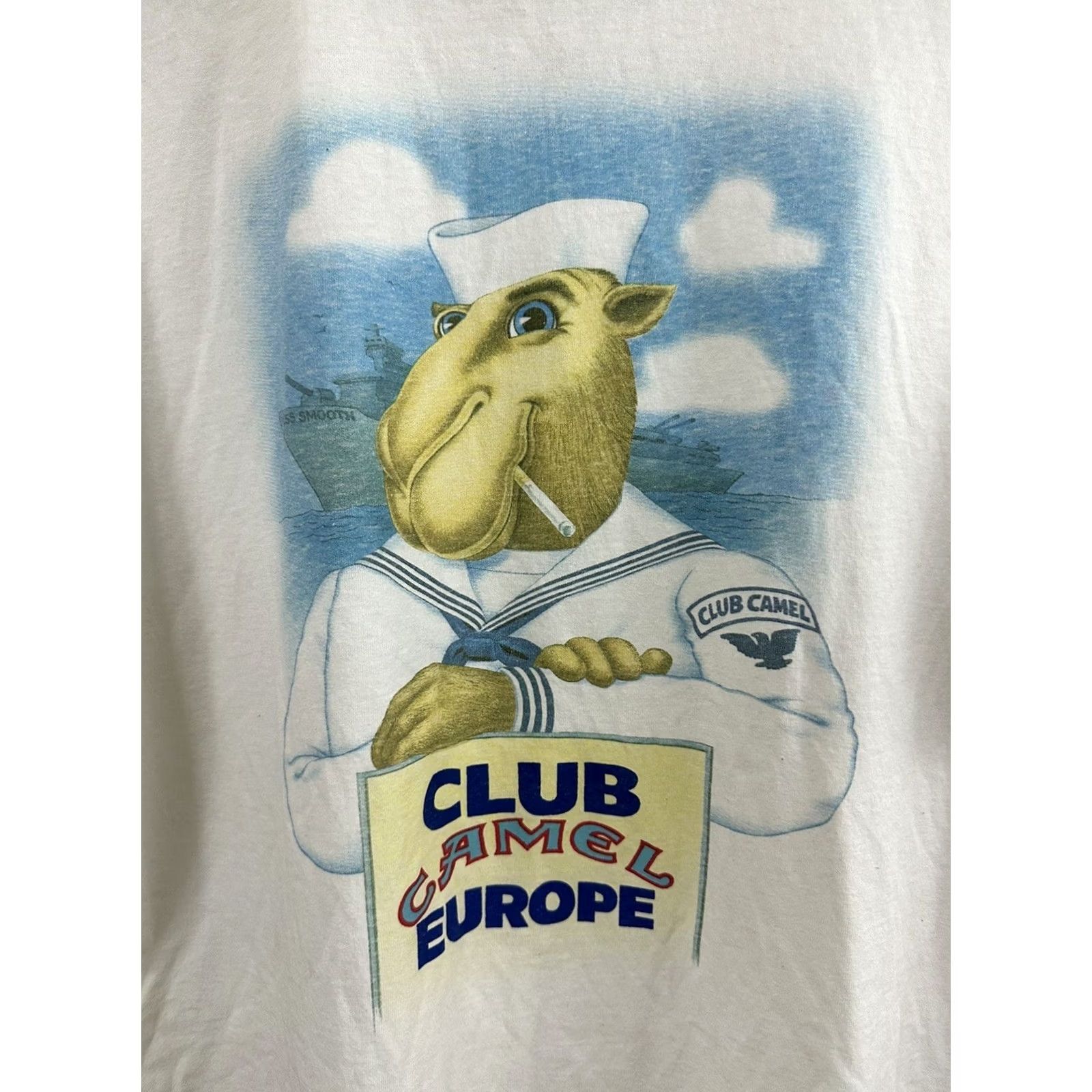 Hanes RARE VTG Joe Camel Club Europe Issued Navy Sailor Thin Cigarette T-Shirt XL Size US XL / EU 56 / 4 - 4 Thumbnail