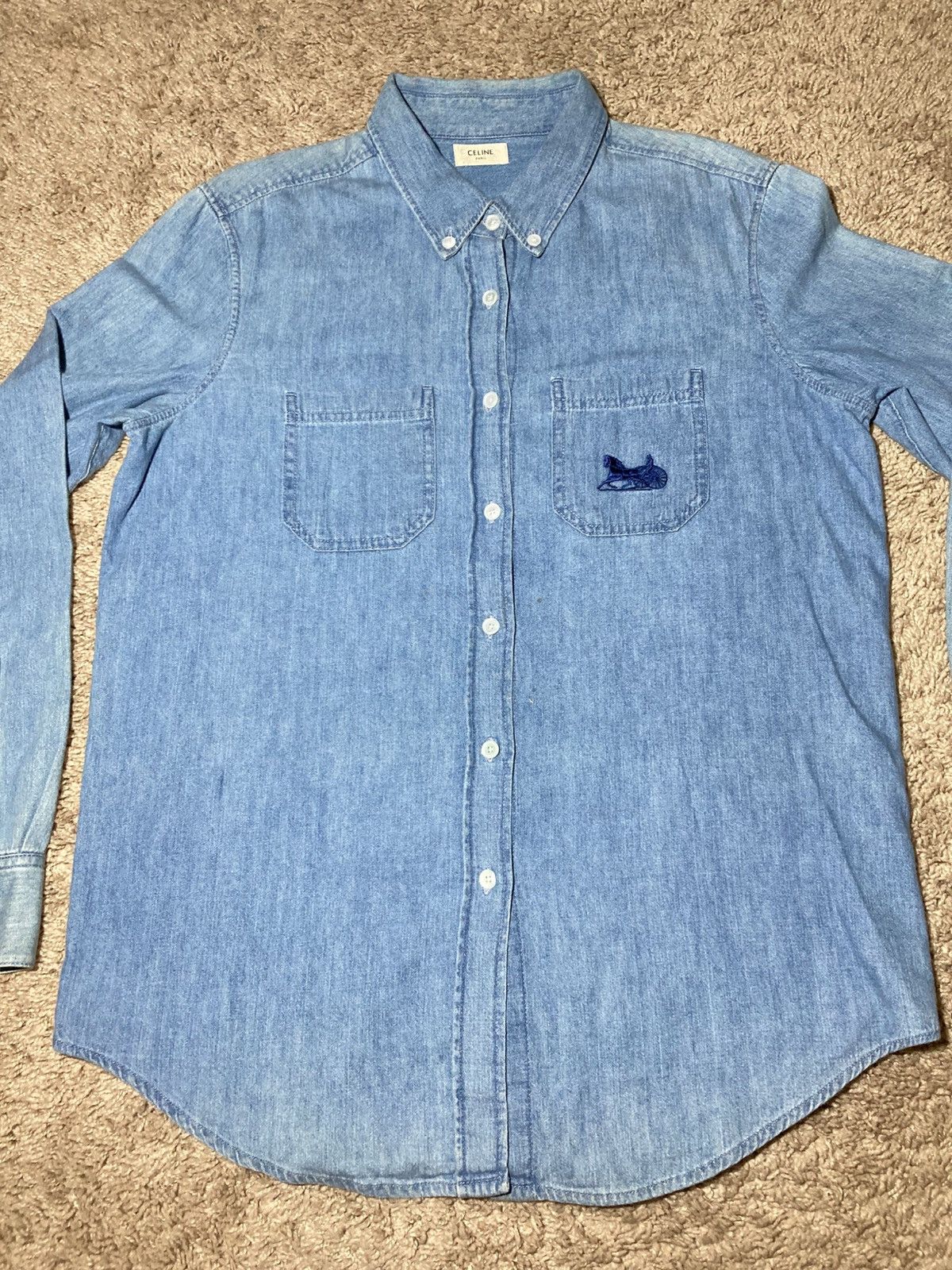 Celine SS21 Celine Horse Carriage Denim Western Logo 2021 Hedi Size US S / EU 44-46 / 1 - 2 Thumbnail