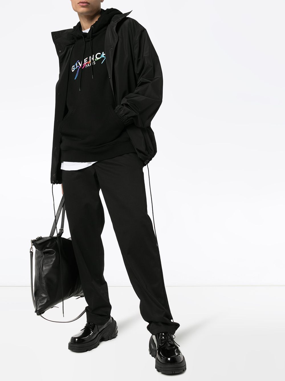 Givenchy Black Signature Rainbow Logo Hoodie Size US M / EU 48-50 / 2 - 3 Thumbnail