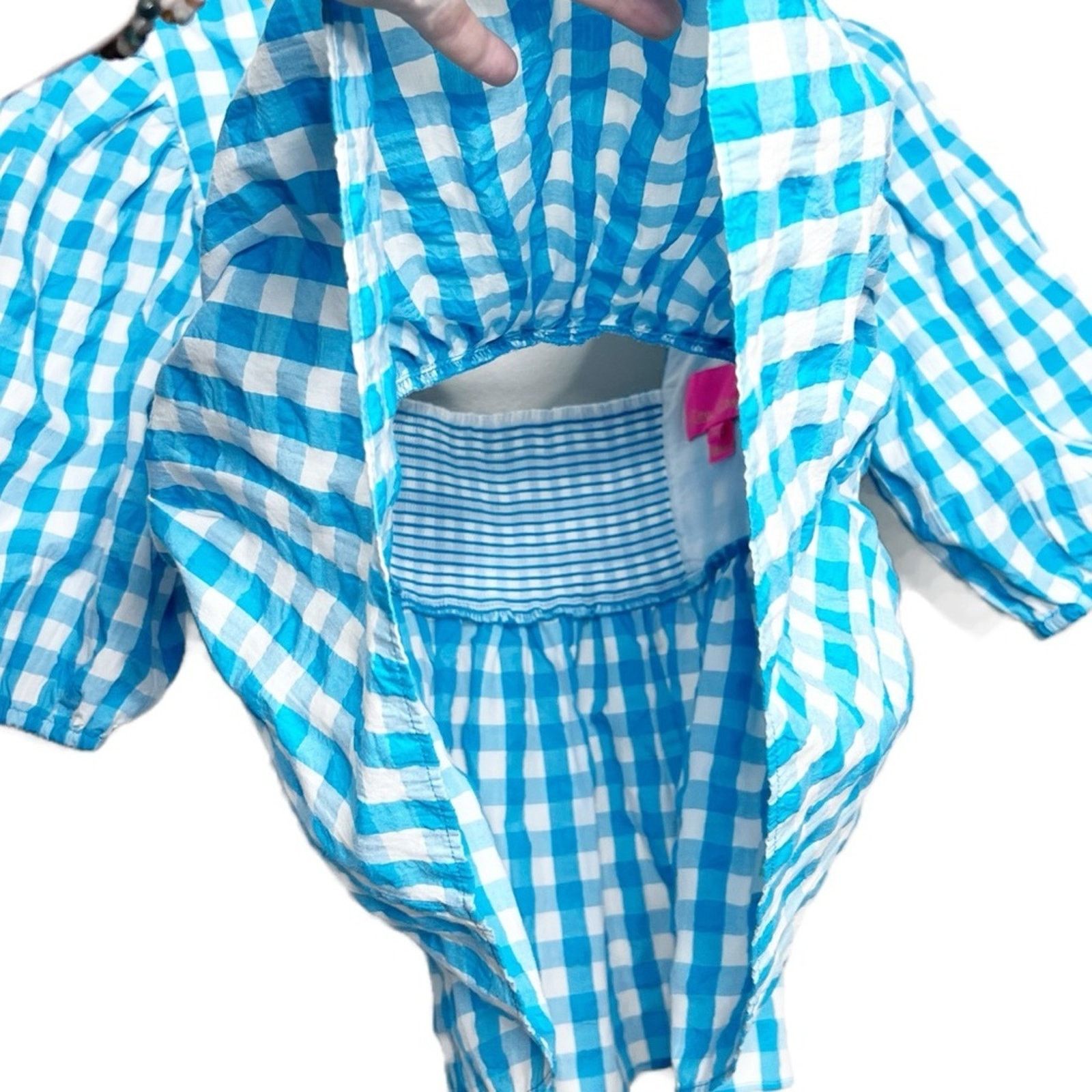Lilly Pulitzer Lilly Pulitzer Sarafina Gingham Babydoll Women's Blouse Size L / US 10 / IT 46 - 9 Thumbnail